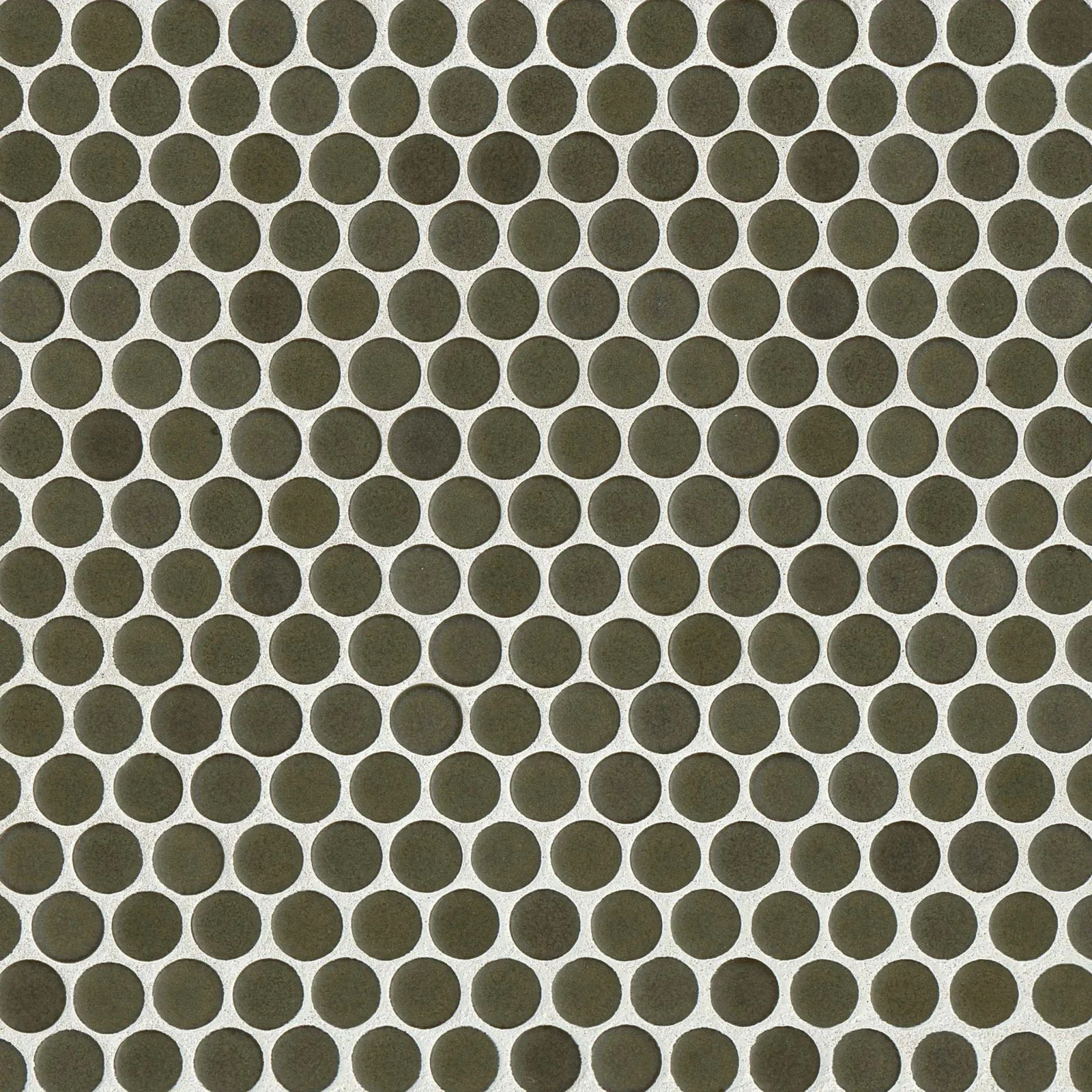 360° 3/4" Penny Round Glazed Porcelain Mosaic 12X12 Shale Matte