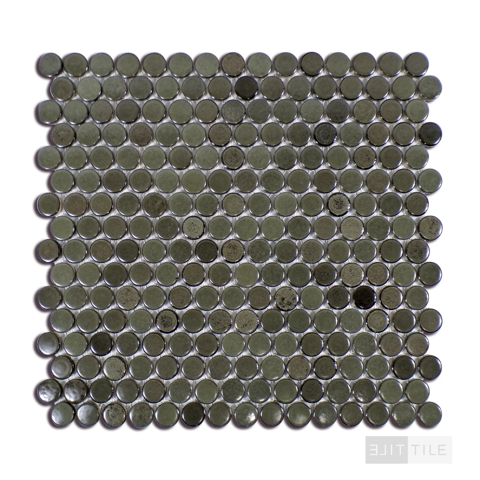 360° 3/4" Penny Round Glazed Porcelain Mosaic 12X12 Shale Matte - Image 3