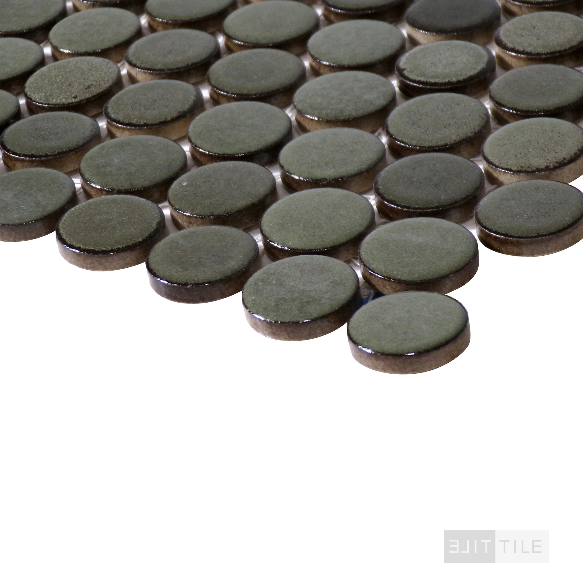 360° 3/4" Penny Round Glazed Porcelain Mosaic 12X12 Shale Matte - Image 4