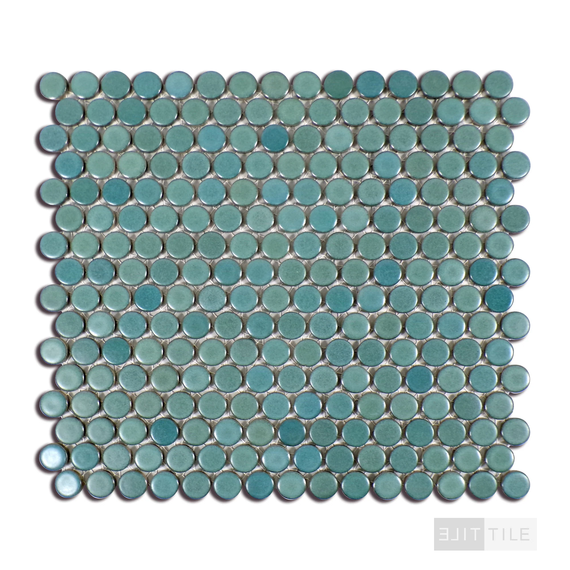 360° 3/4" Penny Round Glazed Porcelain Mosaic 12X12 Silver Sage Matte - Image 3