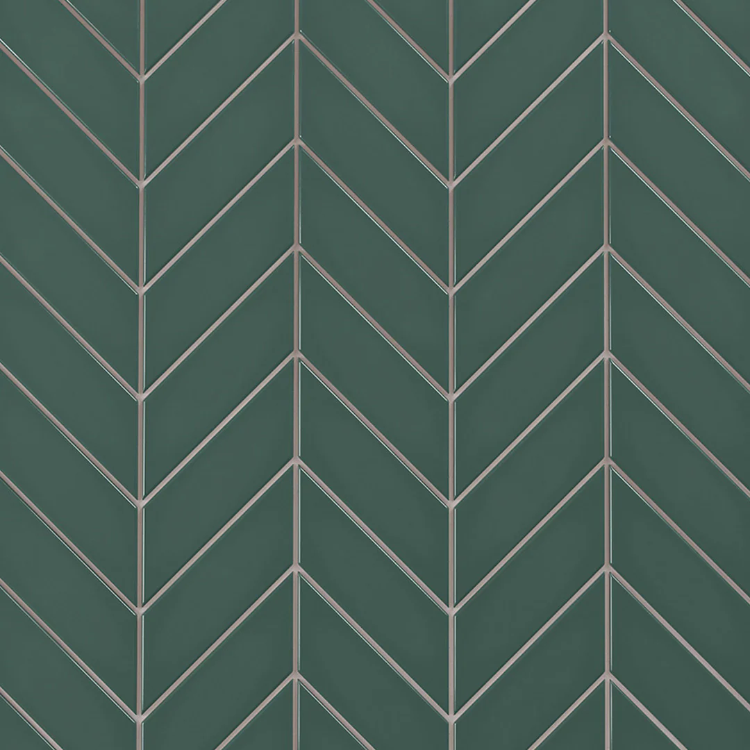 6th Avenue Chevron Mosaic 10-3/8X10 Jade Green Gloss