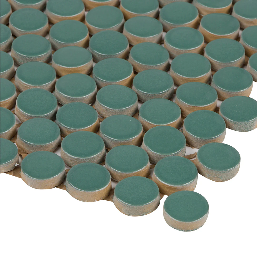 6th Avenue Circle Mosaic 12X12 Jade Green Gloss - Image 3