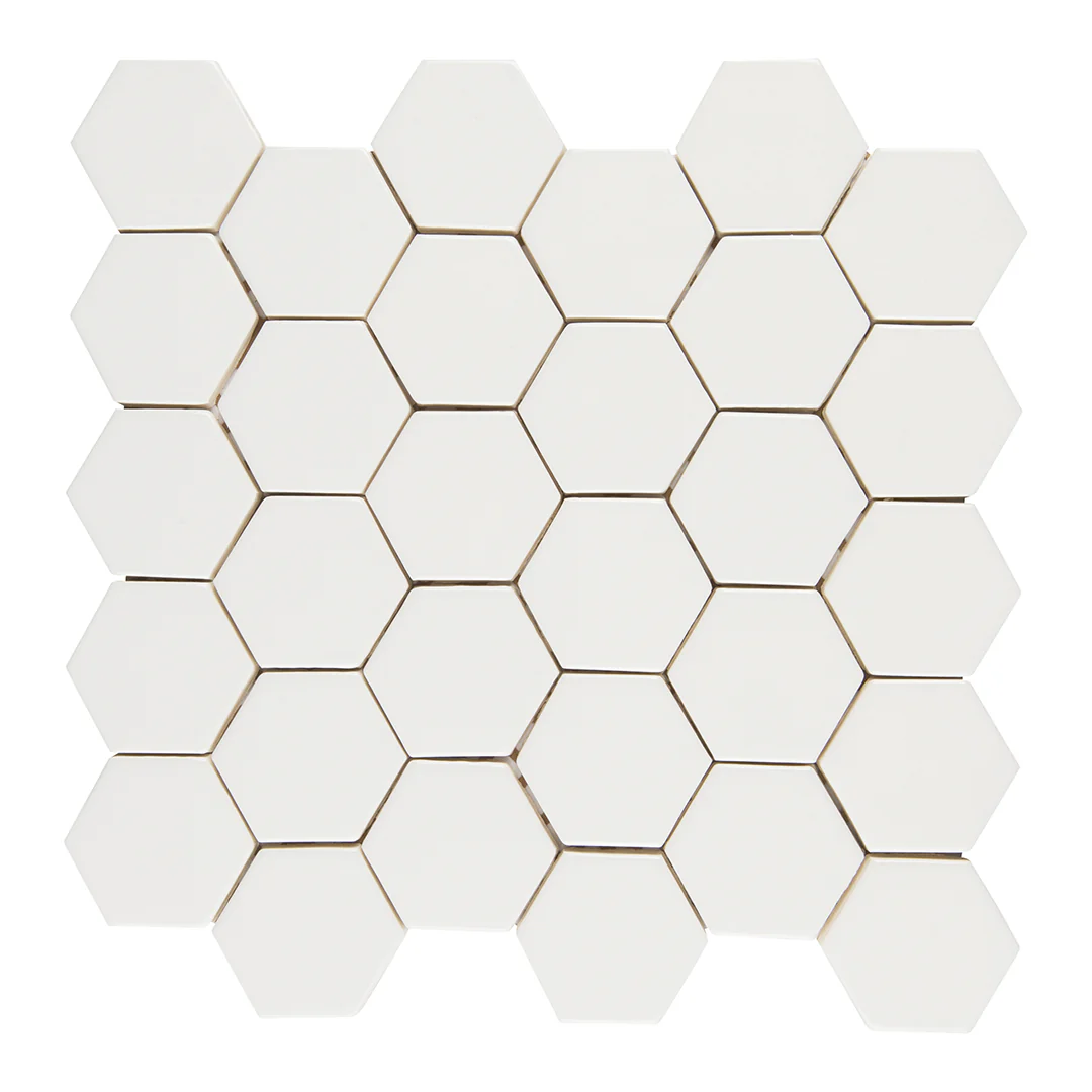 6th Avenue Hexagon Mosaic 10-1/2X11 White Gloss - Image 2
