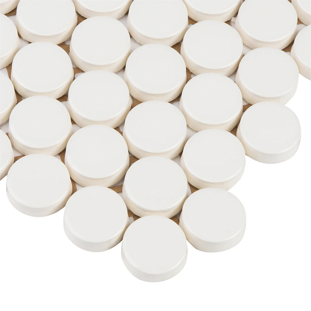 6th Avenue Circle Mosaic 12X12 White Gloss - Image 3