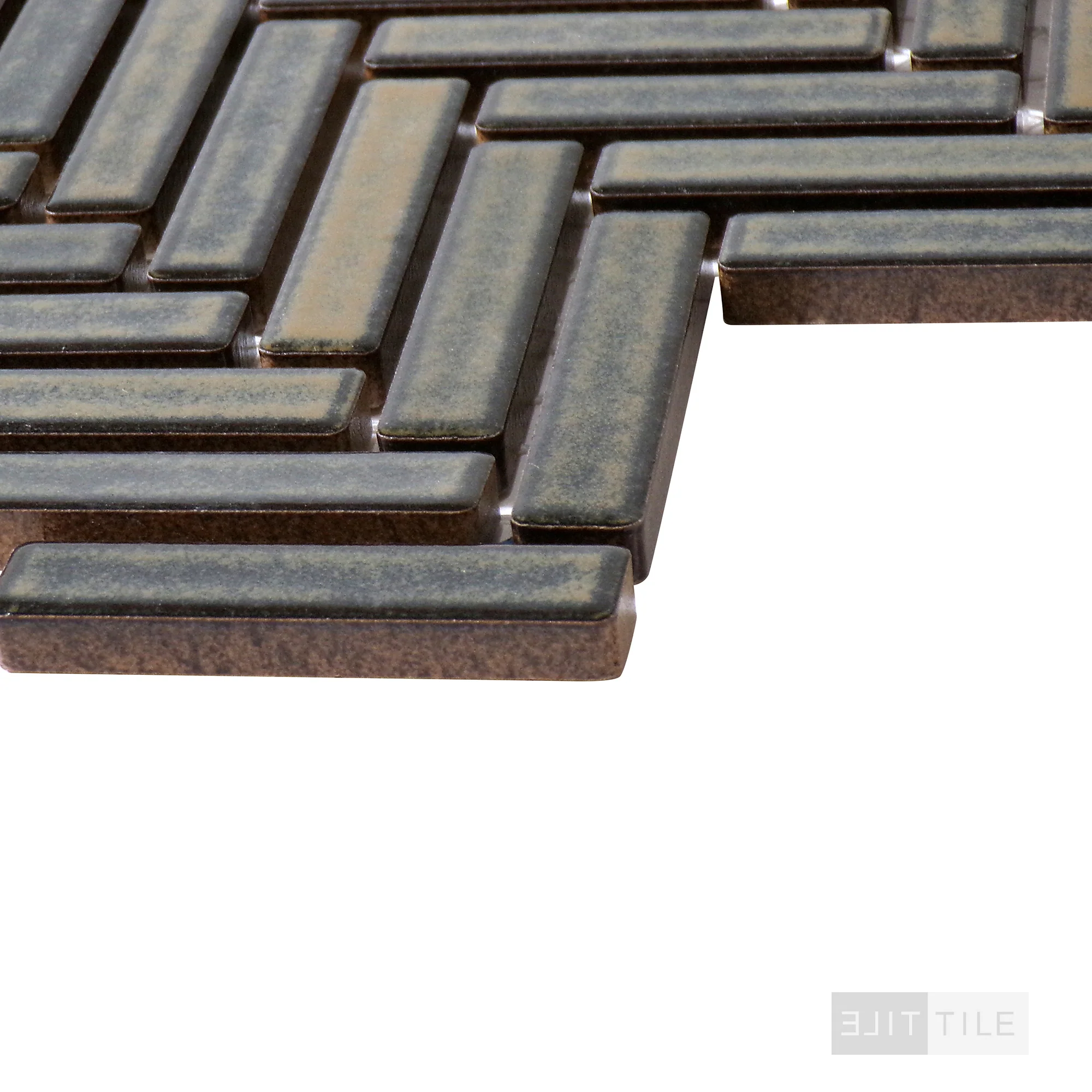 90° 1/2X2 Herringbone Glazed Porcelain Mosaic 11X12-1/4 Shadow Gloss - Image 3
