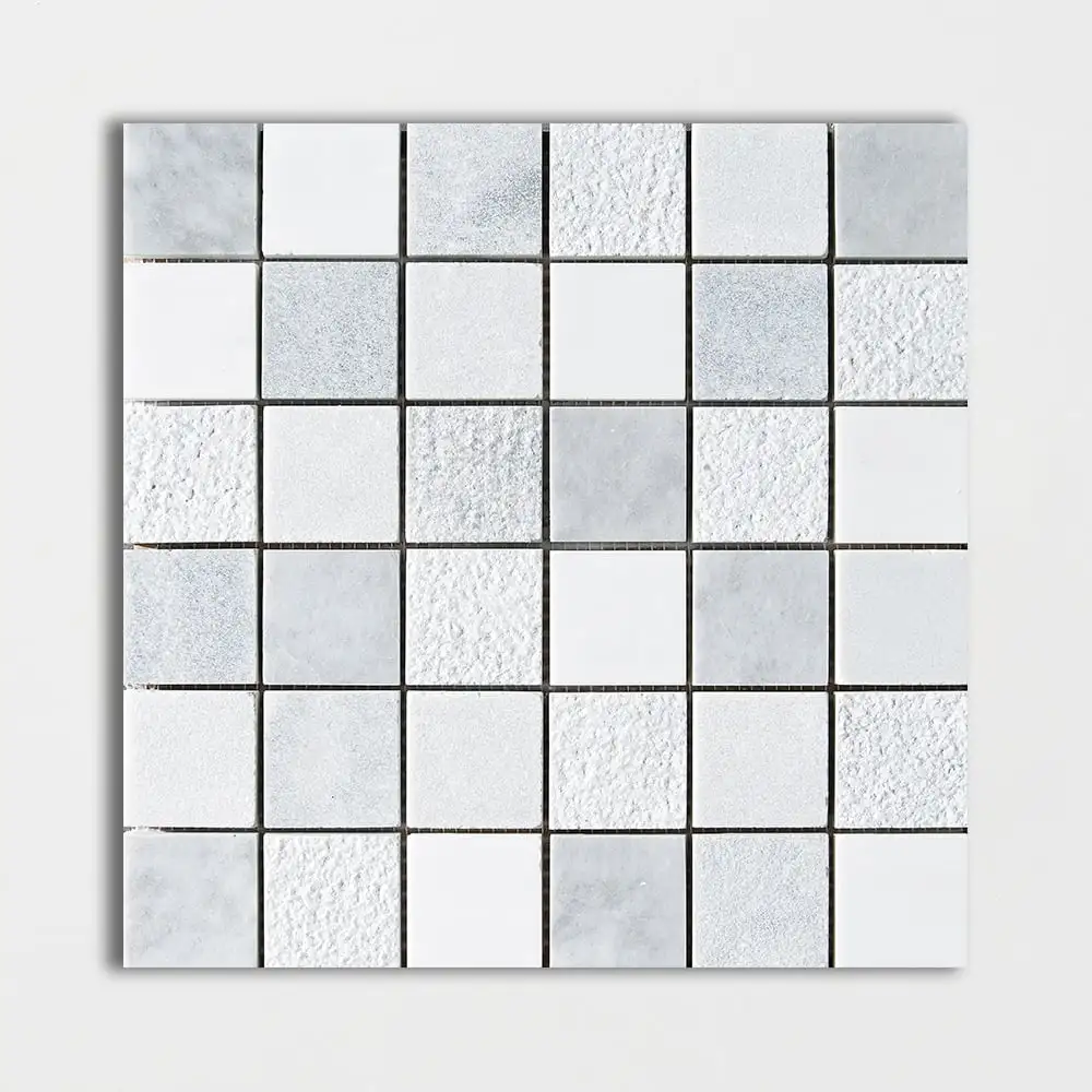 Allure Light 2X2 Square Mosaic 12X12 Avenza Snow White Allure Textured