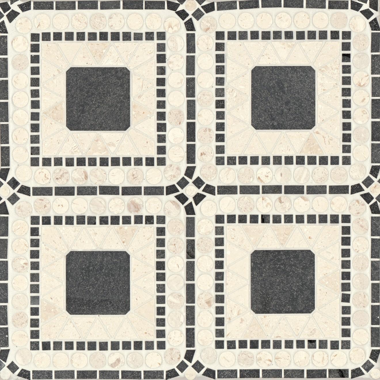 Atrium Marble Blend Mosaic Honed 15.75X15.75 Myra Beige/Basalt