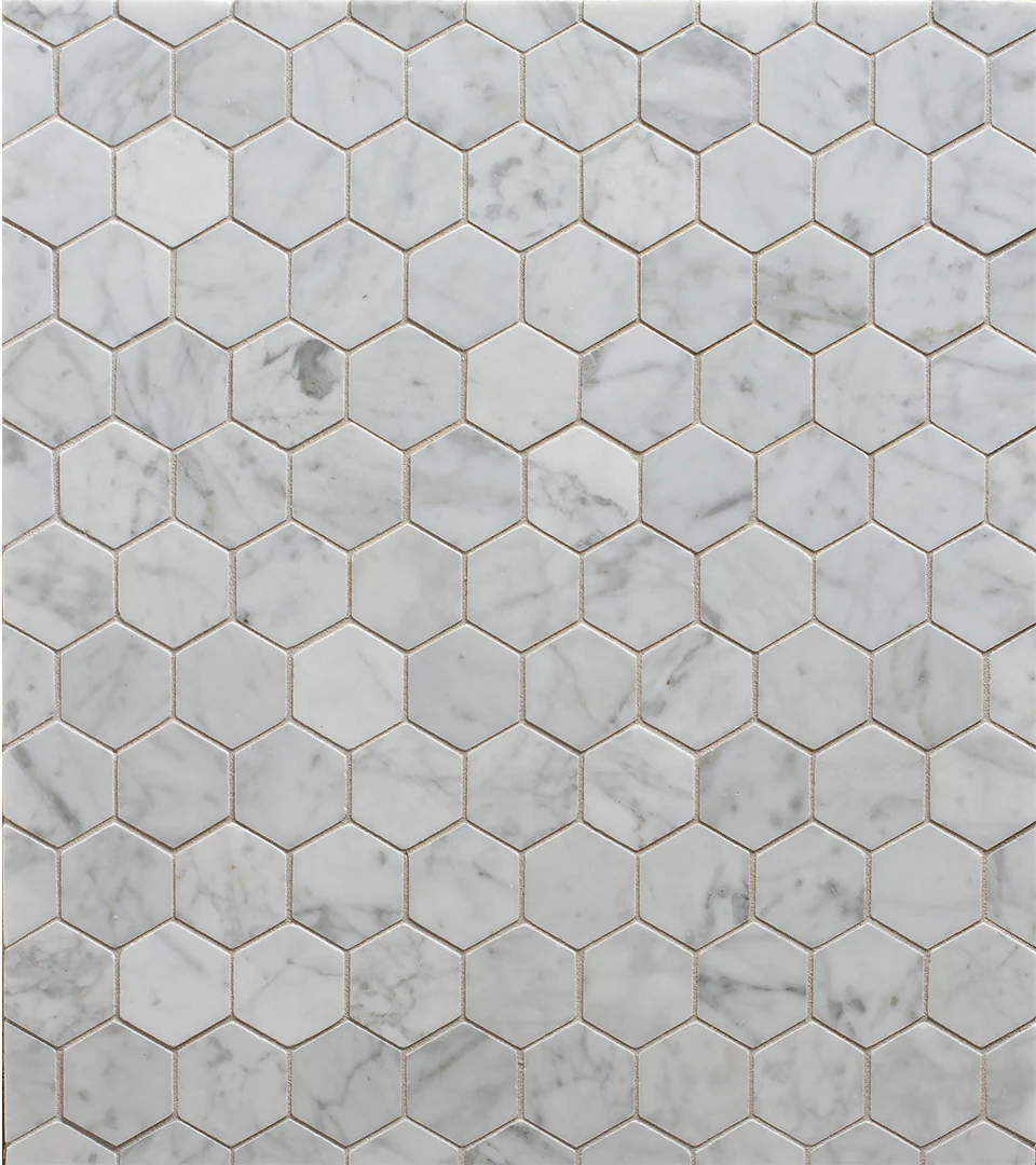 Bianco Europa Hexagon Mosaic 12X12 Venatino Honed