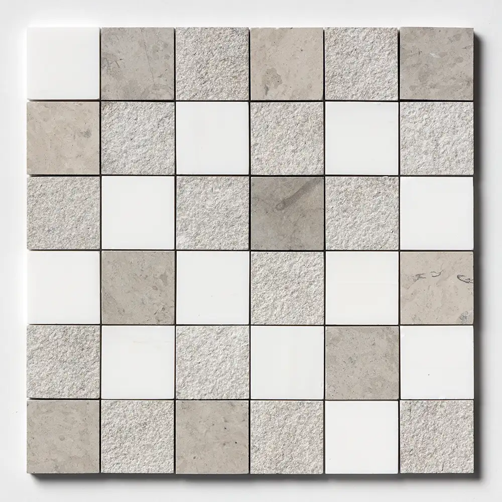 Britannia 2X2 Square Mosaic 12X12 Britannia Snow White Textured - Image 2