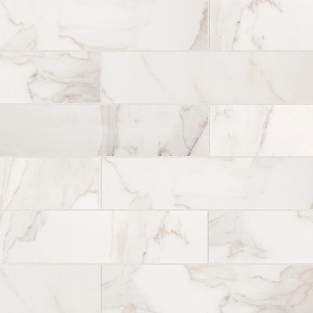 Calacata Porcelain 3X12 White Brushed