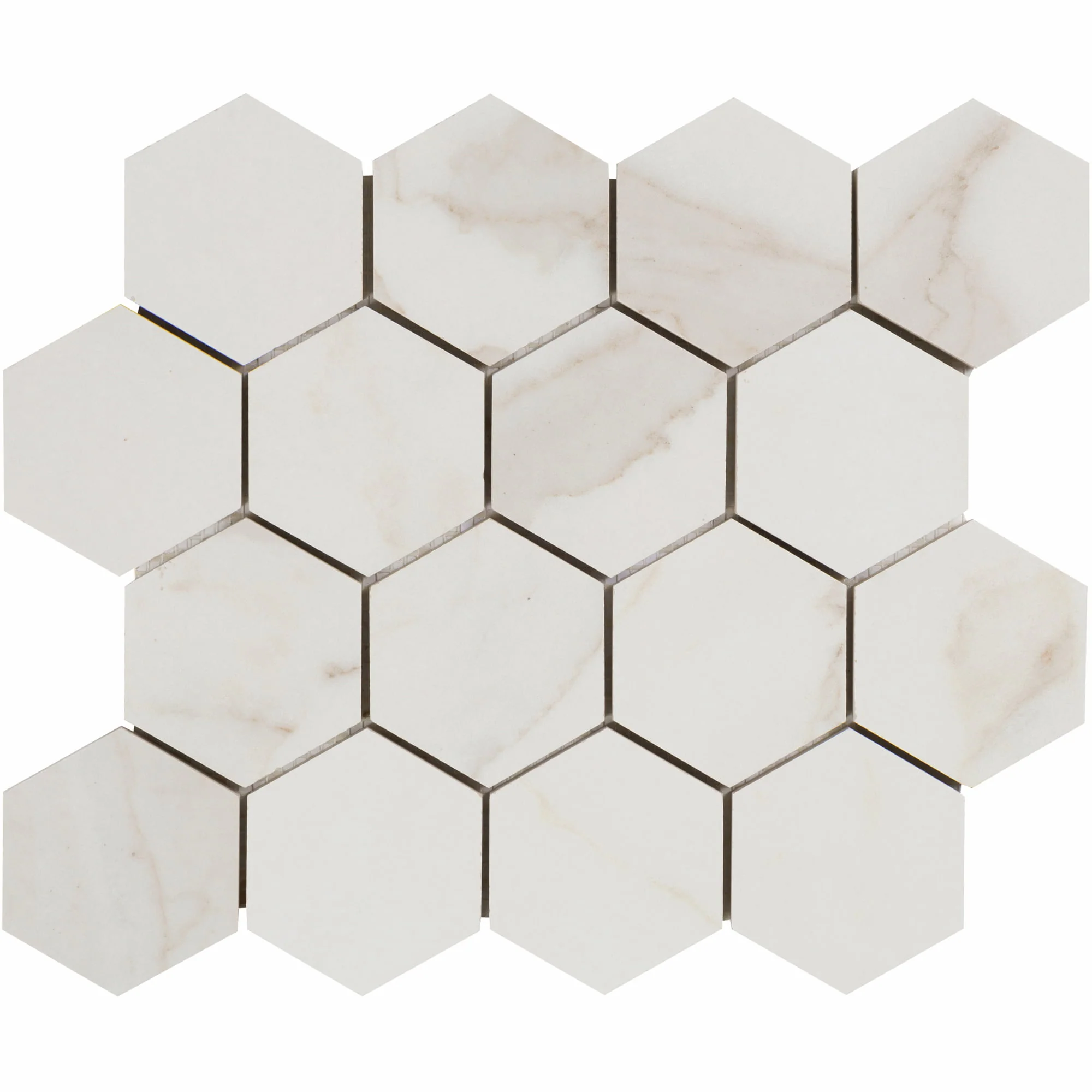 Calacata Porcelain Hexagon Mosaic 10.9449X13.1693 White Matte - Image 2