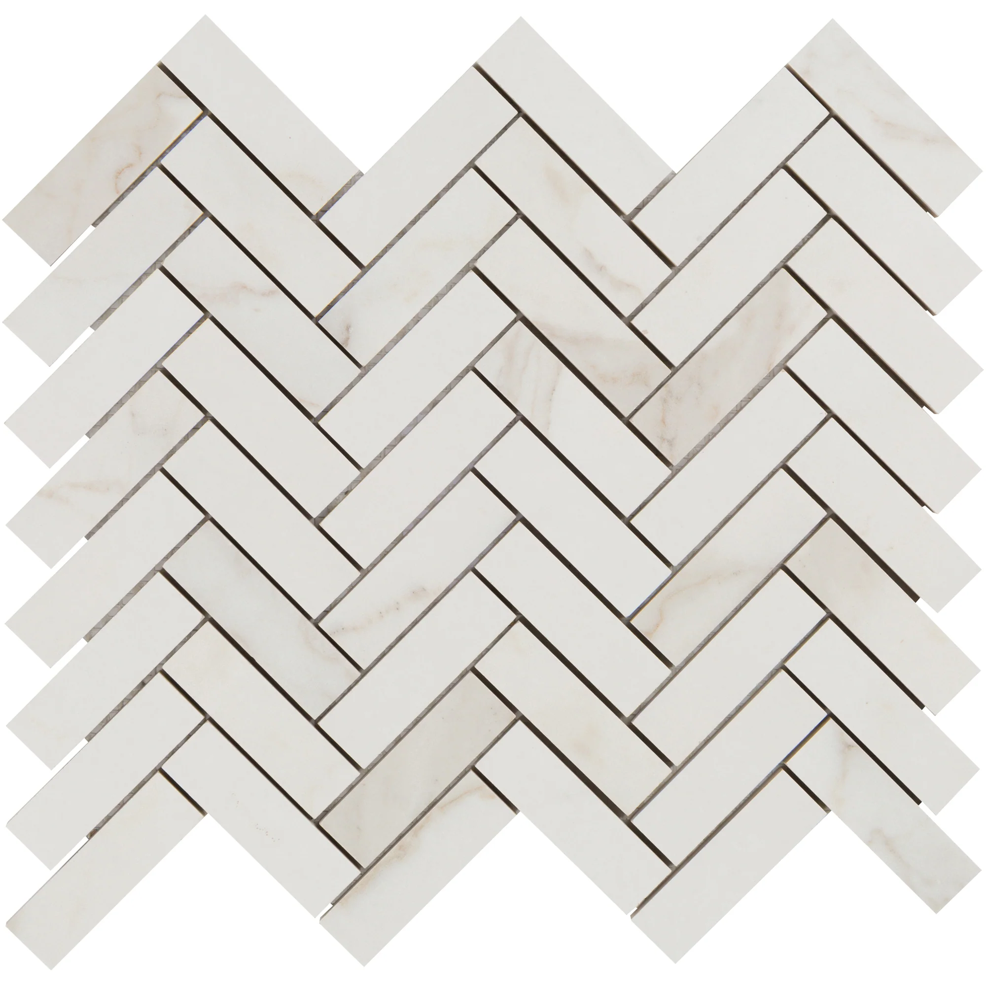 Calacata Porcelain Herringbone Mosaic 13.1063X13.55 White Matte - Image 2