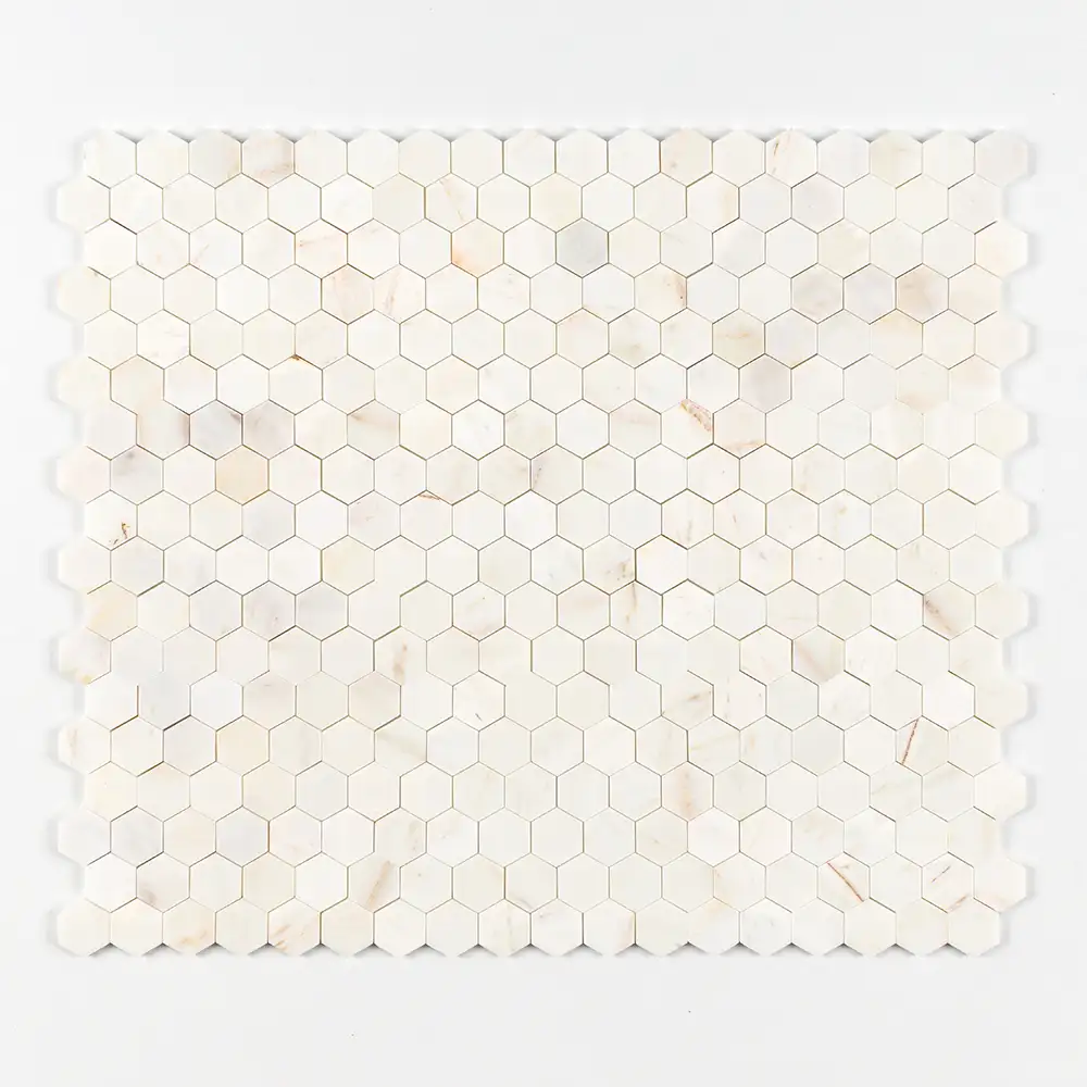 Calacatta Amber 2X2 Marble Hexagon Mosaic 10-3/8X12 Calacatta Amber Honed