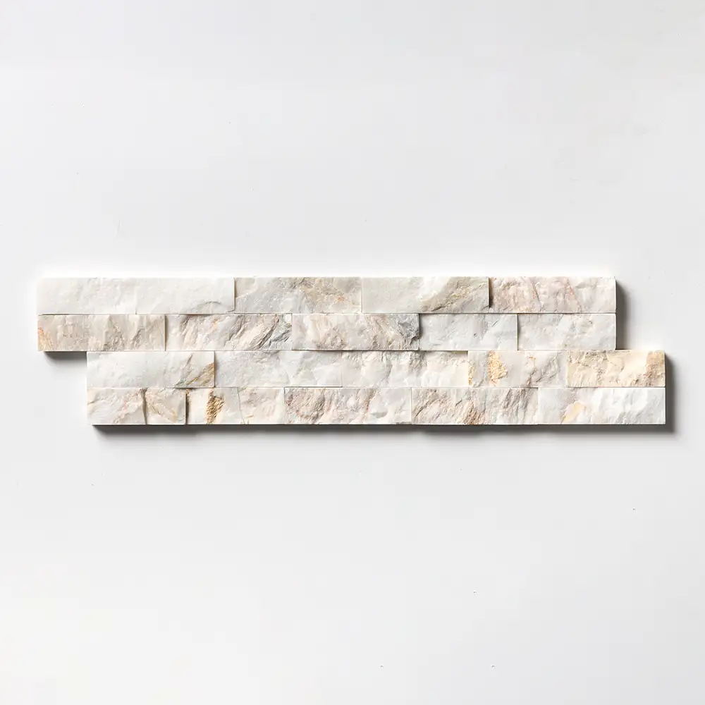 Calacatta Amber Marble Splitface Ledger Panel 6X24 Calacatta Amber Split Face