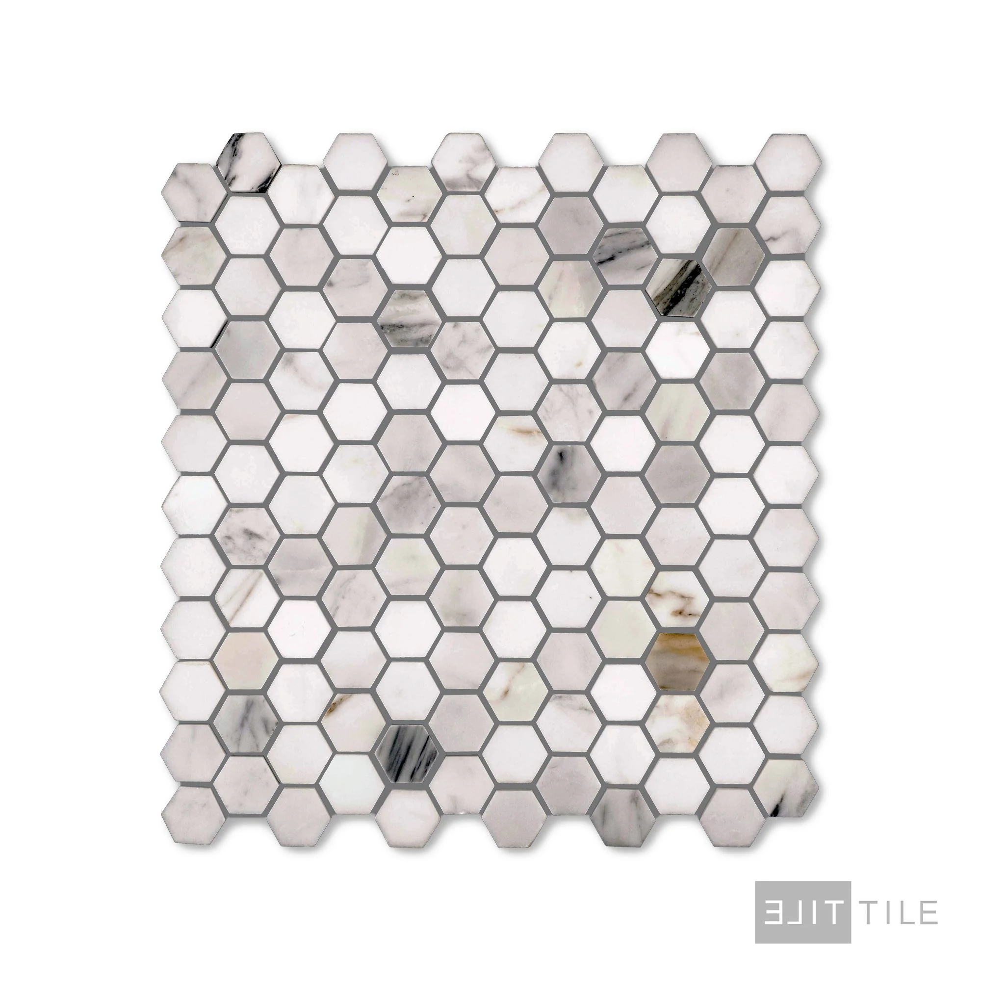 Calacatta Gold Marble 1" Hexagon Honed Mosaic - Image 3