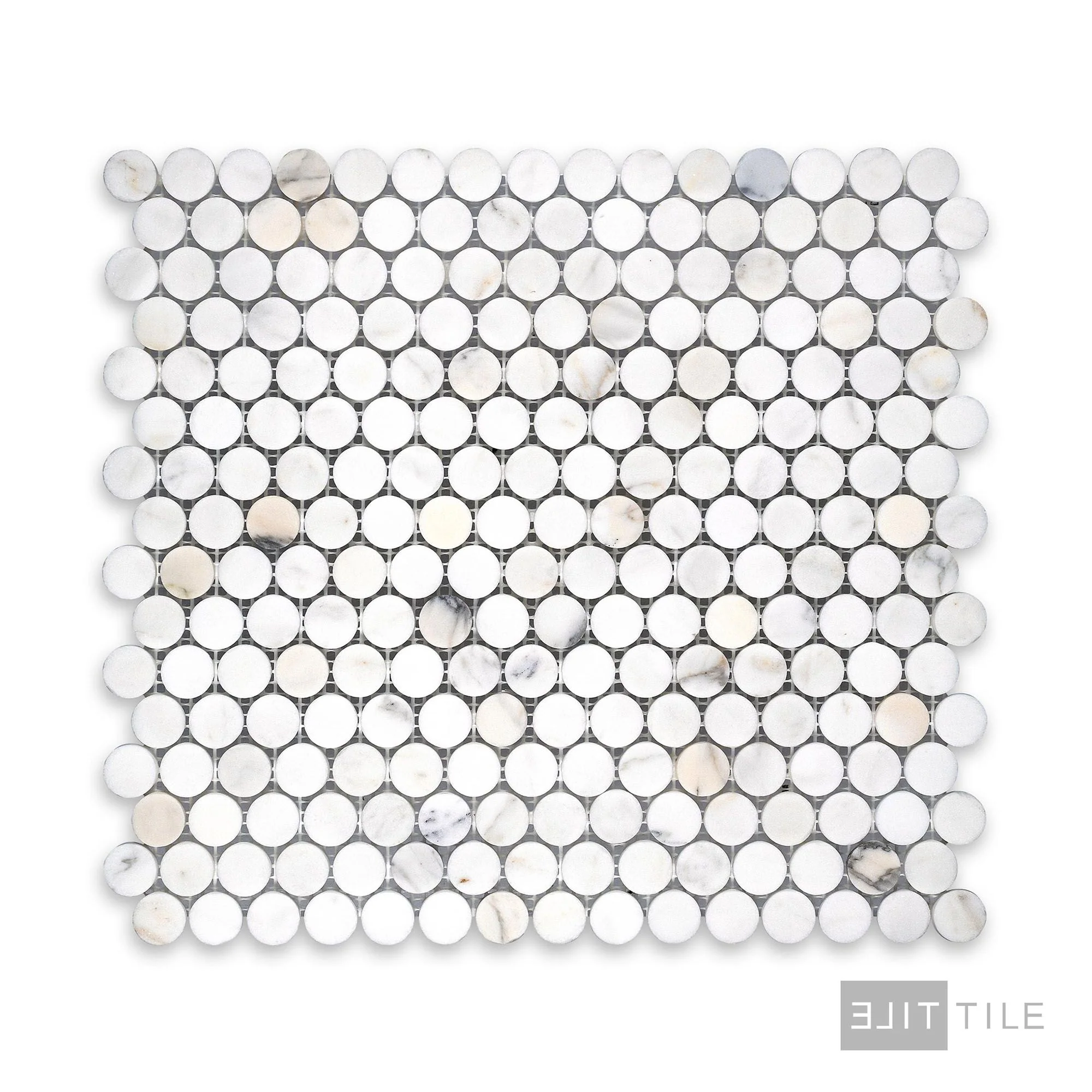 Calacatta Gold Marble Penny Round Honed Mosaic - Image 3