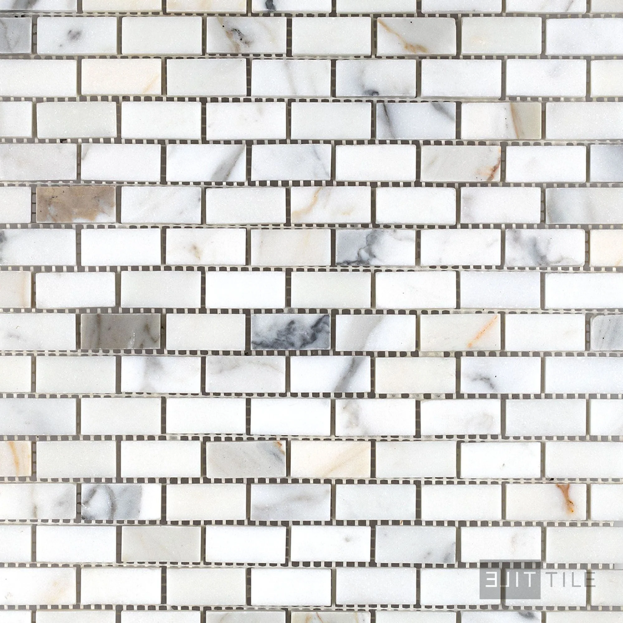 Calacatta Gold Marble 5/8X1-1/4 Brick Honed Mosaic