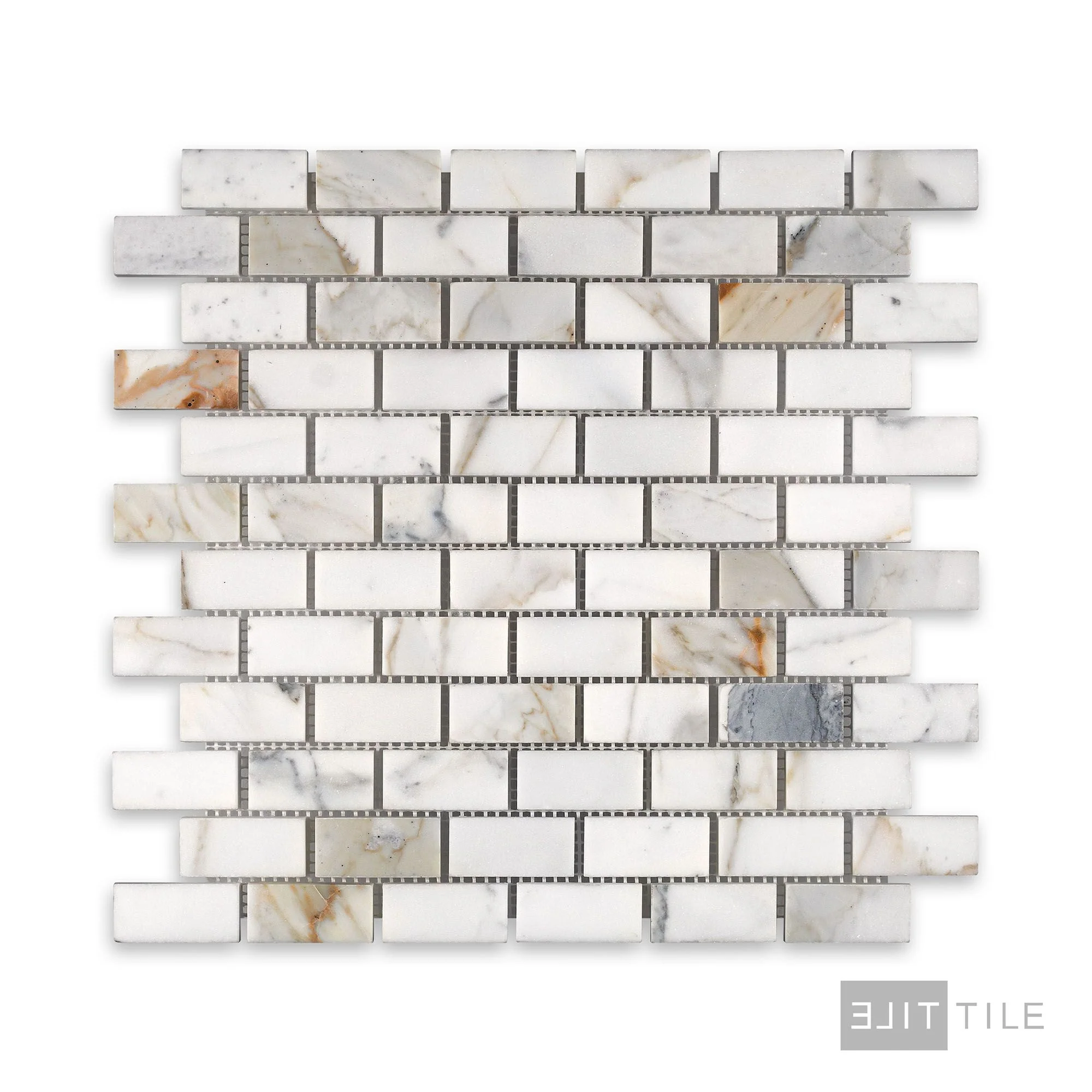 Calacatta Gold Marble 1X2 Brick Honed Mosaic - Image 2