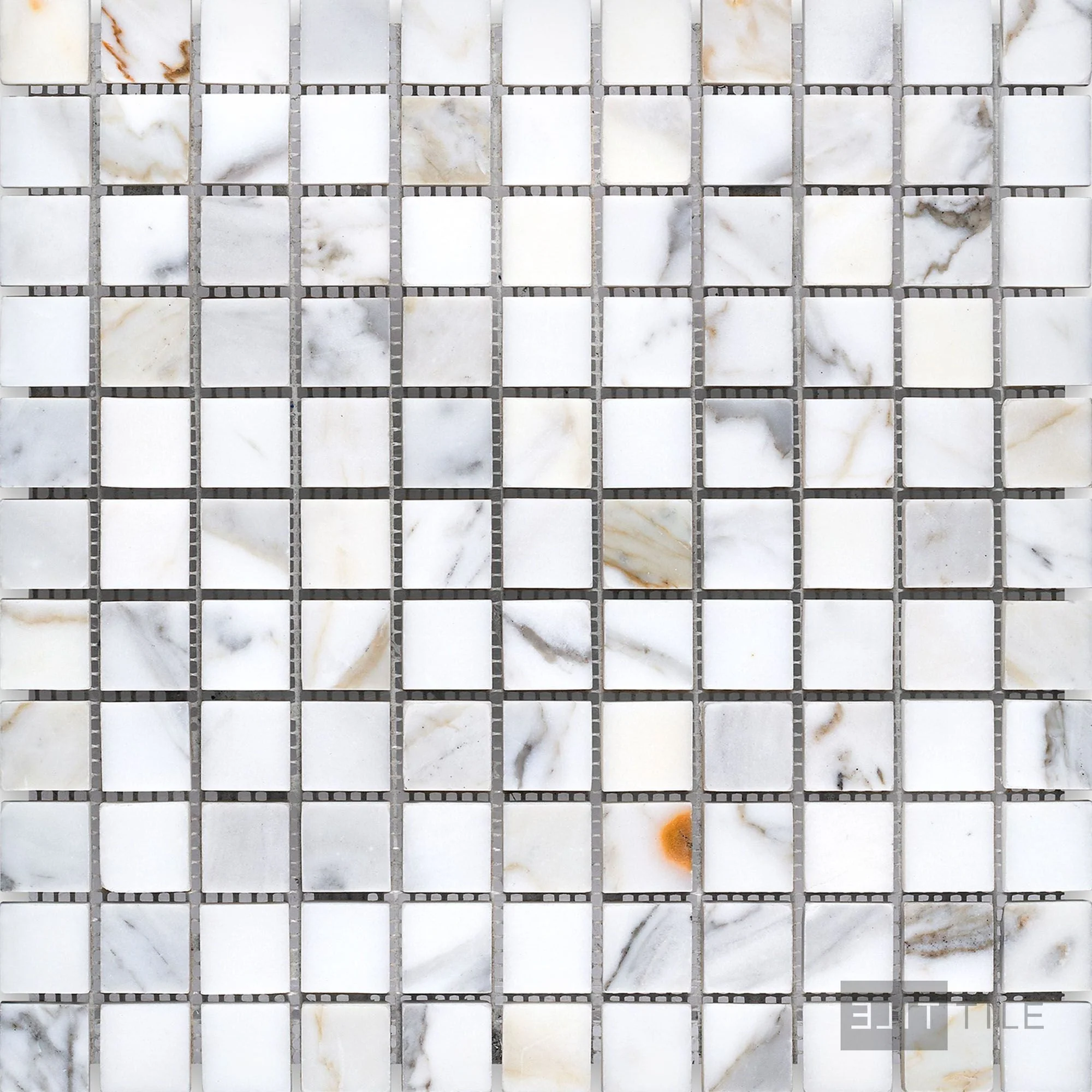 Calacatta Gold Marble 1" Square Honed Mosaic
