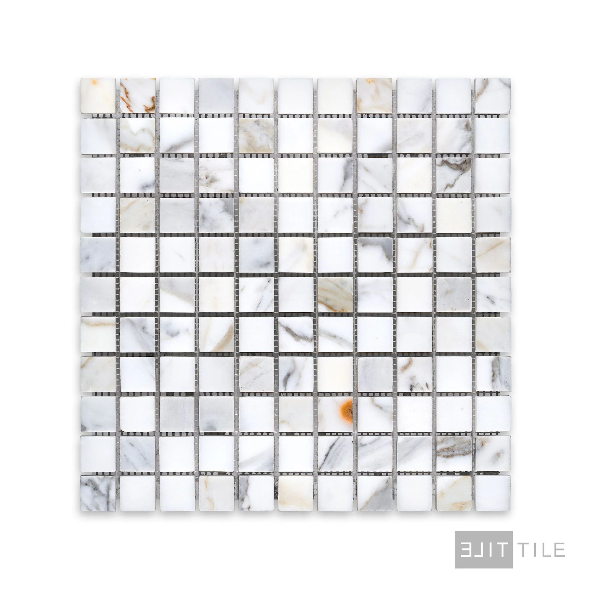 Calacatta Gold Marble 1" Square Honed Mosaic - Image 2