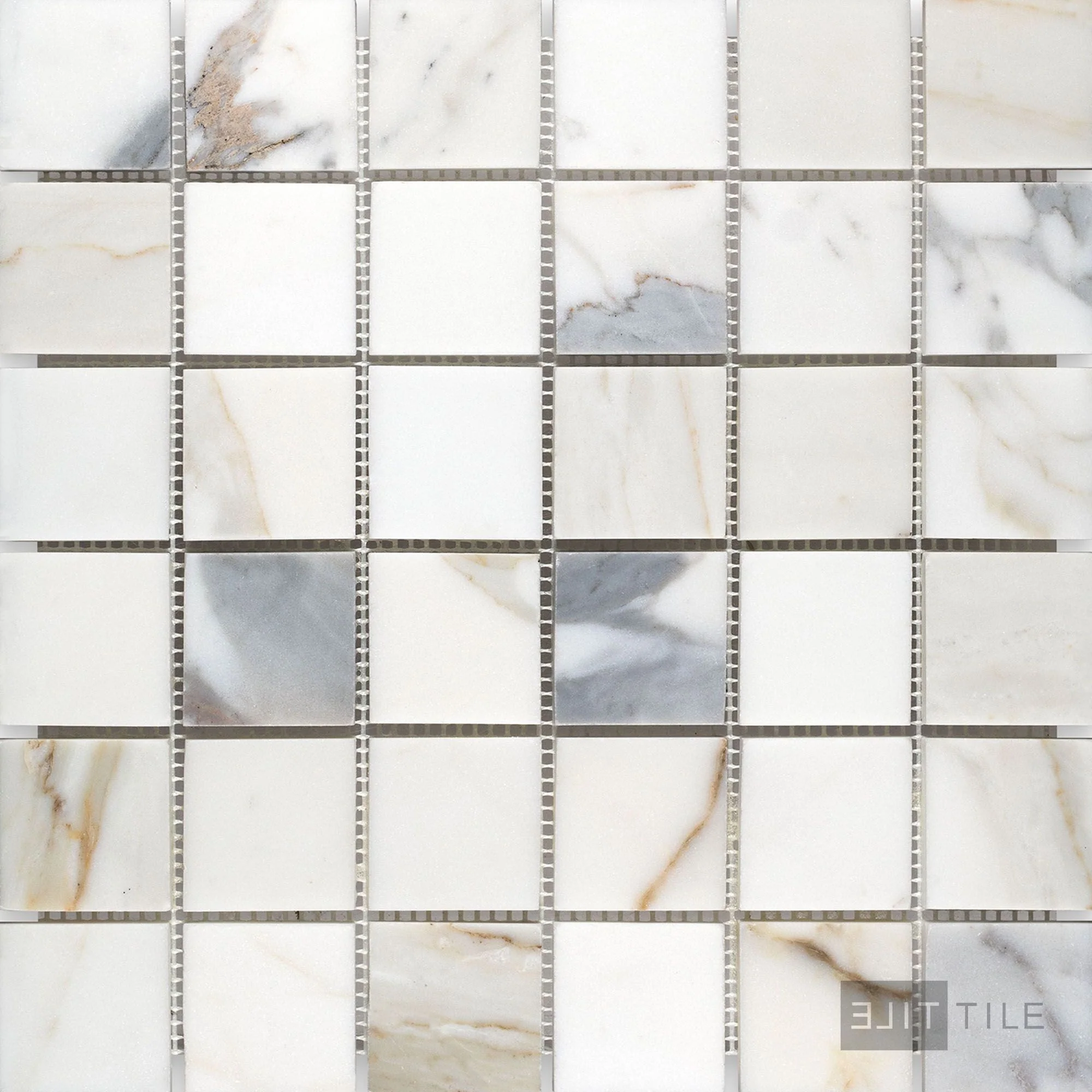 Calacatta Gold Marble 2" Square Honed Mosaic