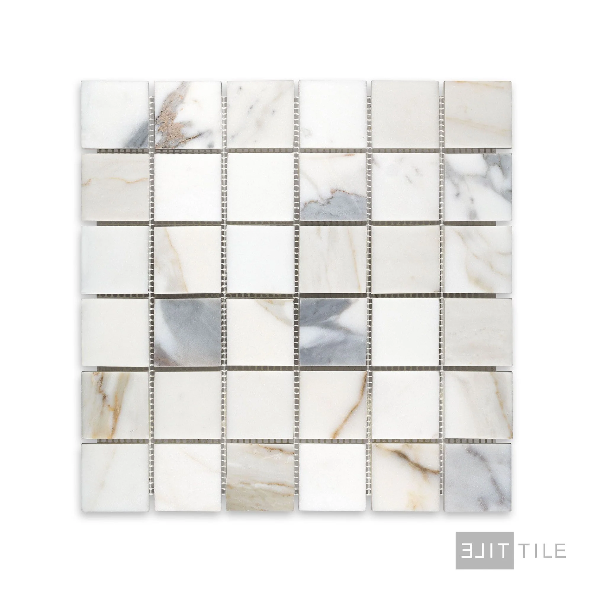 Calacatta Gold Marble 2" Square Honed Mosaic - Image 2