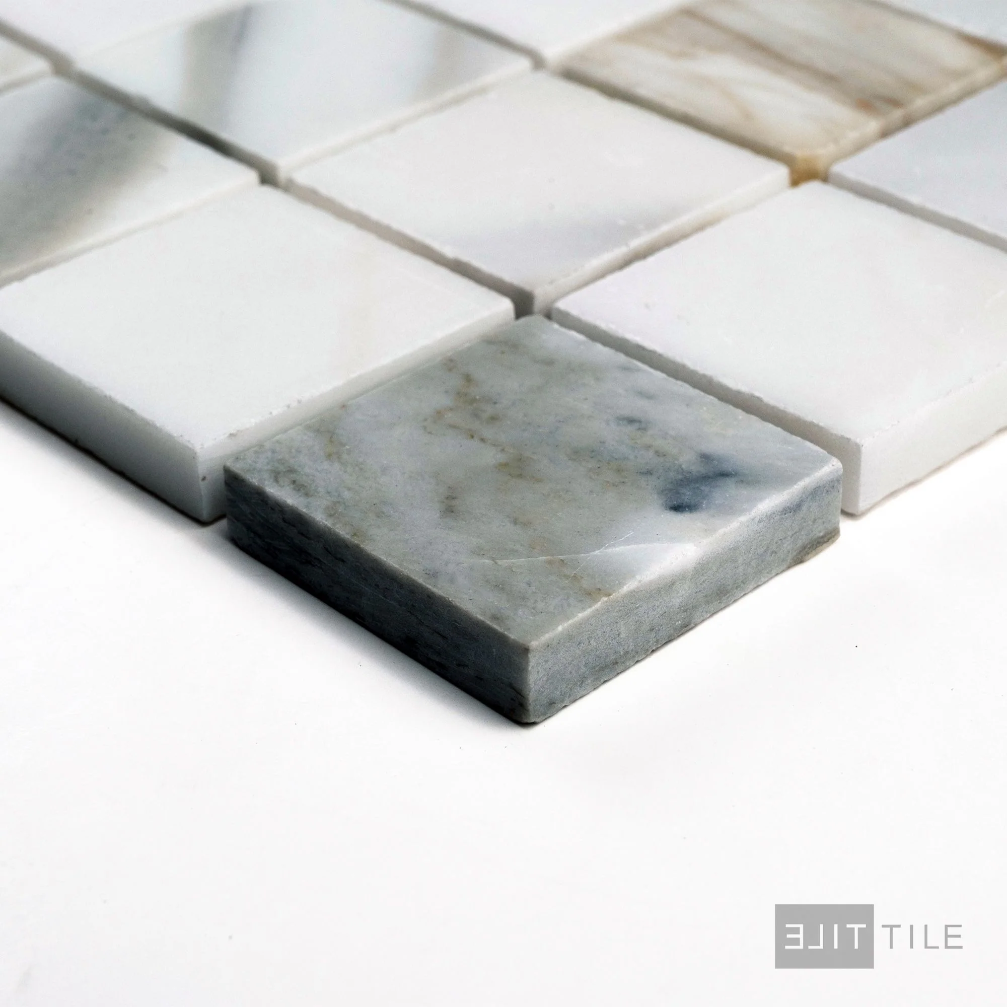Calacatta Gold Marble 2" Square Honed Mosaic - Image 3