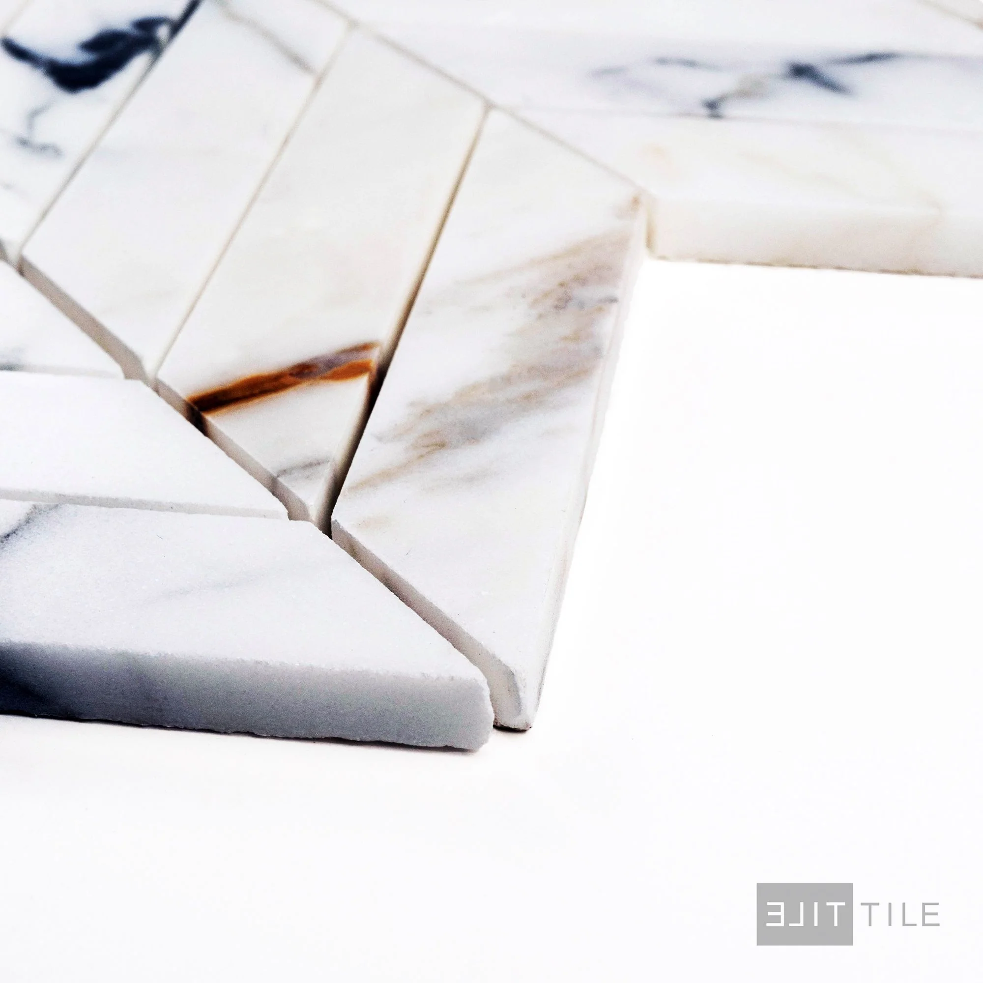 Calacatta Gold Marble Chevron Honed Mosaic - Image 4
