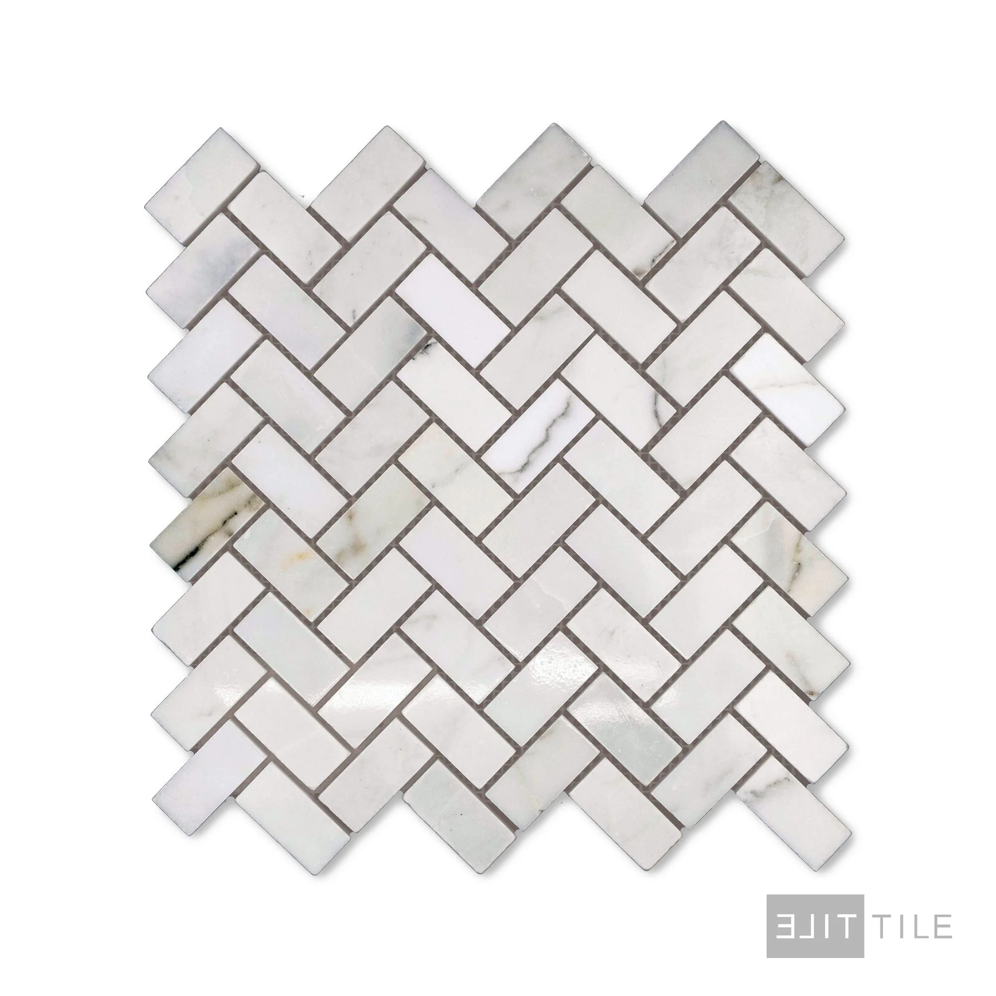Calacatta Gold Marble 1X2 Herringbone Polished Mosaic - Image 2