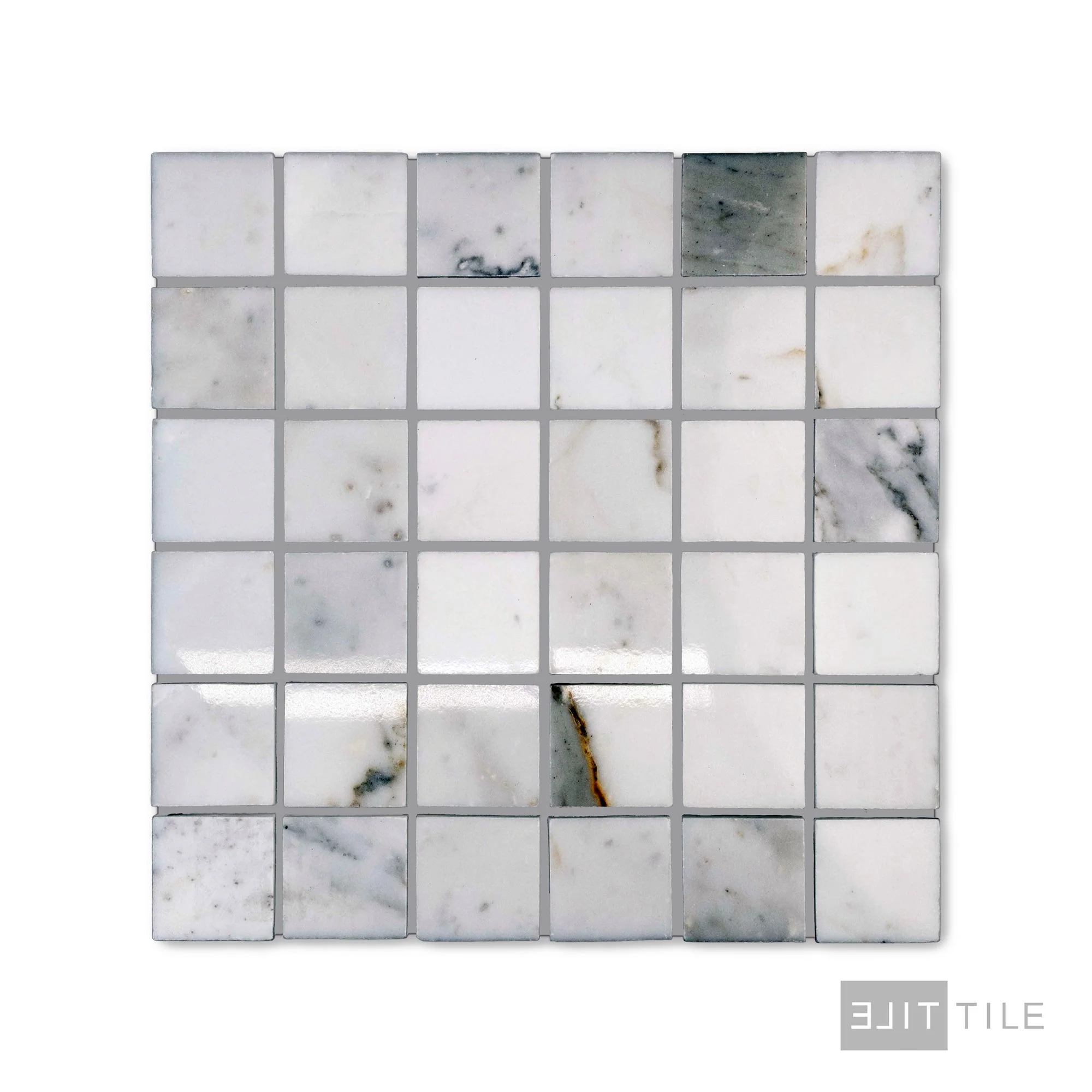 Calacatta Gold Marble 2" Square Polished Mosaic - Image 2
