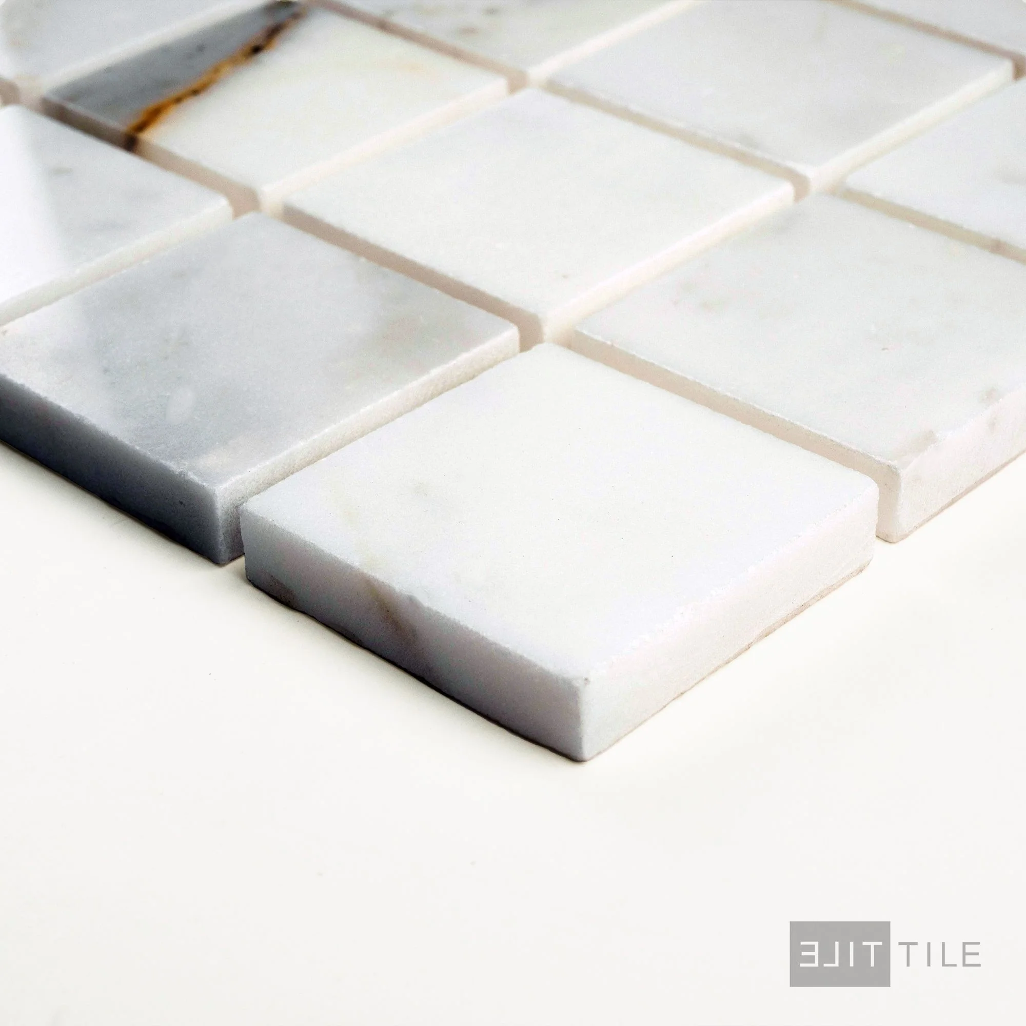 Calacatta Gold Marble 2" Square Polished Mosaic - Image 3