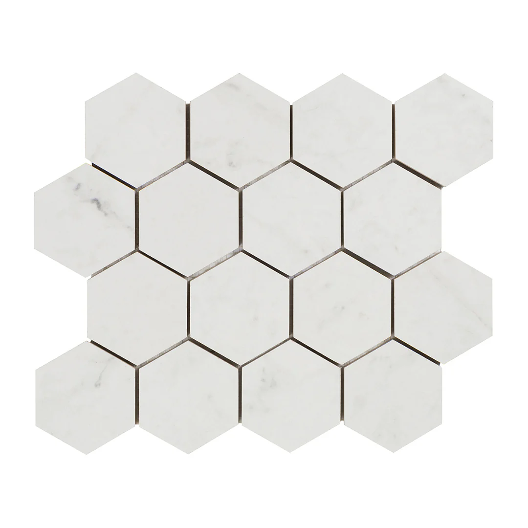 Cava Bianco Hexagon Mosaic 10.9449X13.1693 Carrara Brushed - Image 2