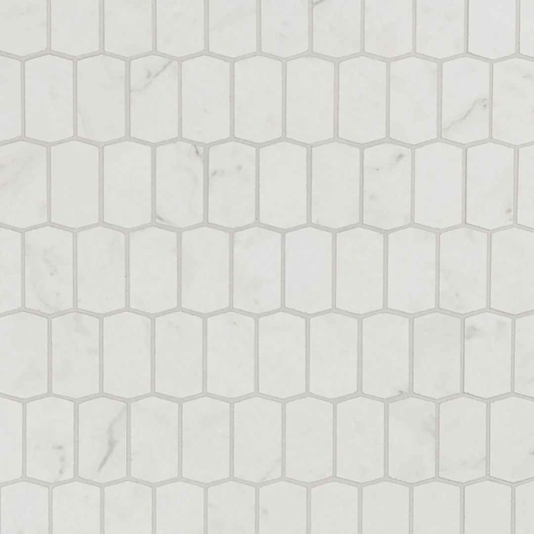 Cava Bianco Picket Mosaic 12-3/8X12-1/2 Carrara Brushed
