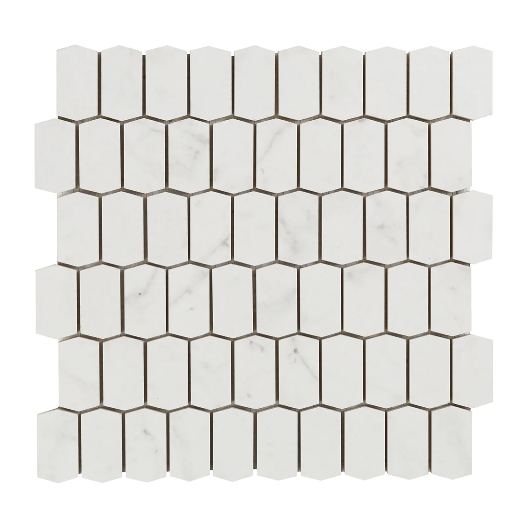 Cava Bianco Picket Mosaic 12-3/8X12-1/2 Carrara Brushed - Image 2