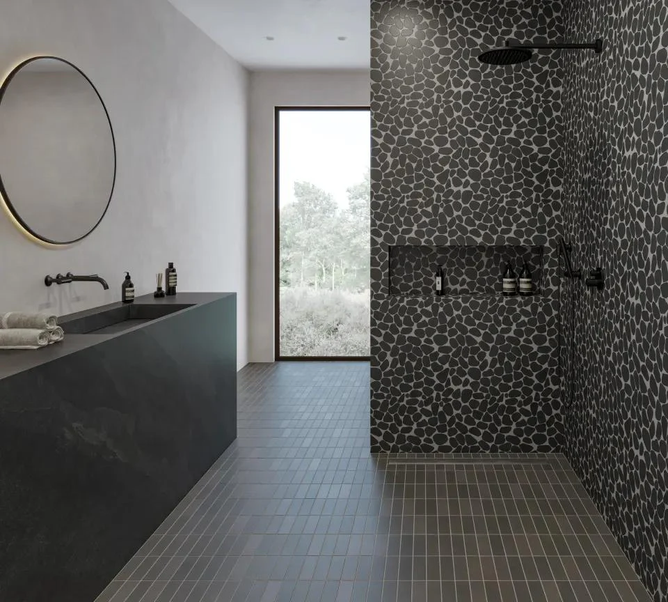 Celine Glazed Porcelain Field Tile 2X6 Black Matte - Image 2