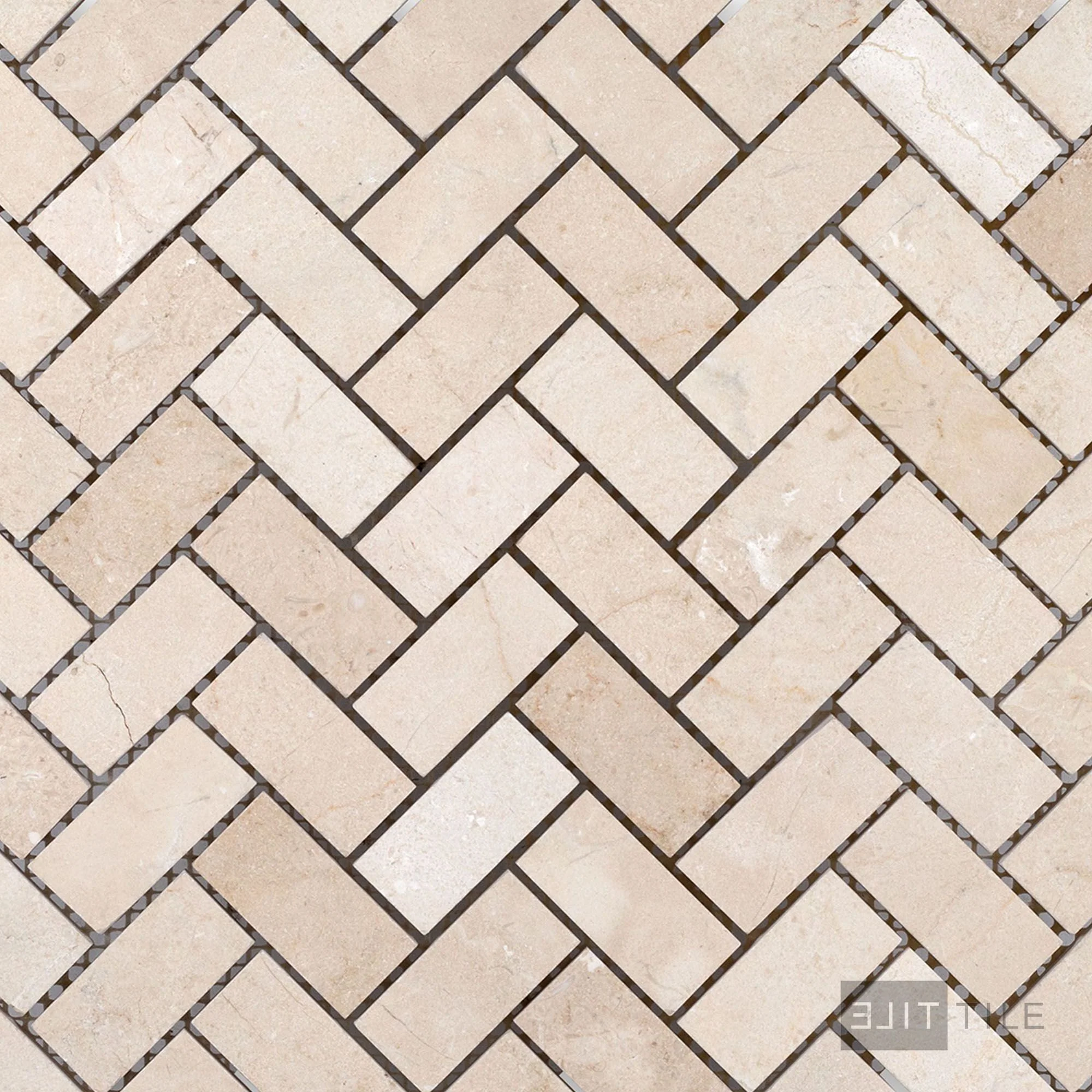 Crema Marfil Marble 1X2 Herringbone Honed Mosaic