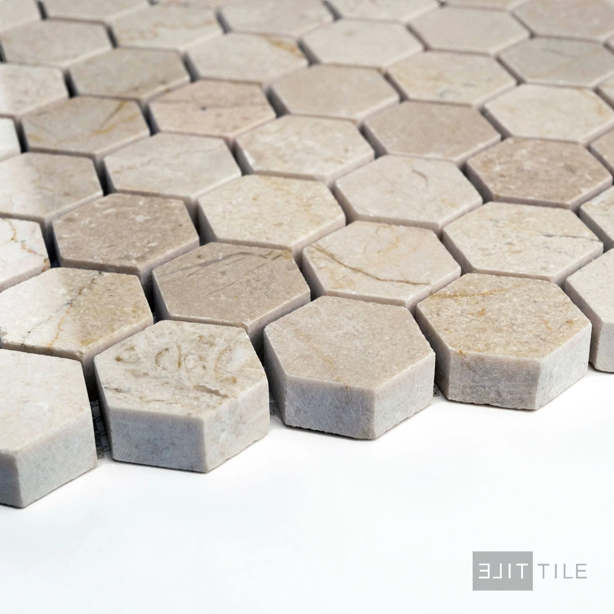 Crema Marfil Marble 1" Hexagon Polished Mosaic - Image 3