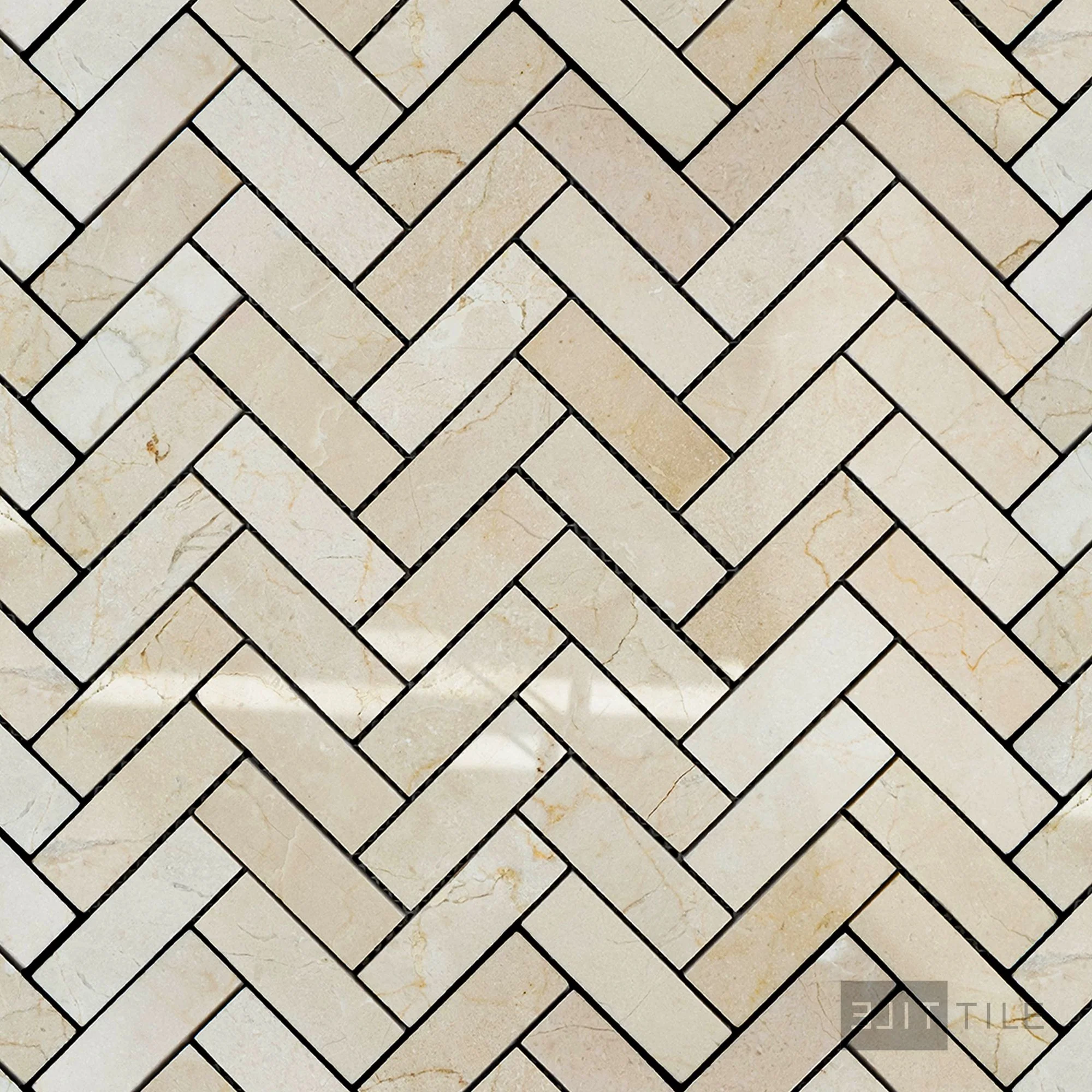 Crema Marfil Marble 1X3 Herringbone Polished Mosaic