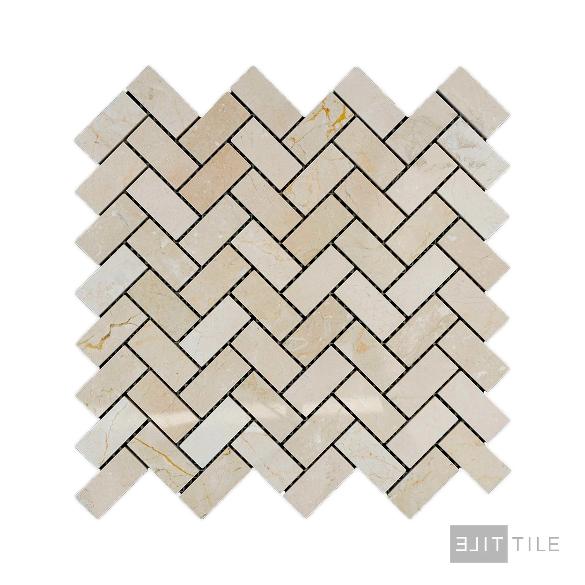 Crema Marfil Marble 1X2 Herringbone Polished Mosaic - Image 2