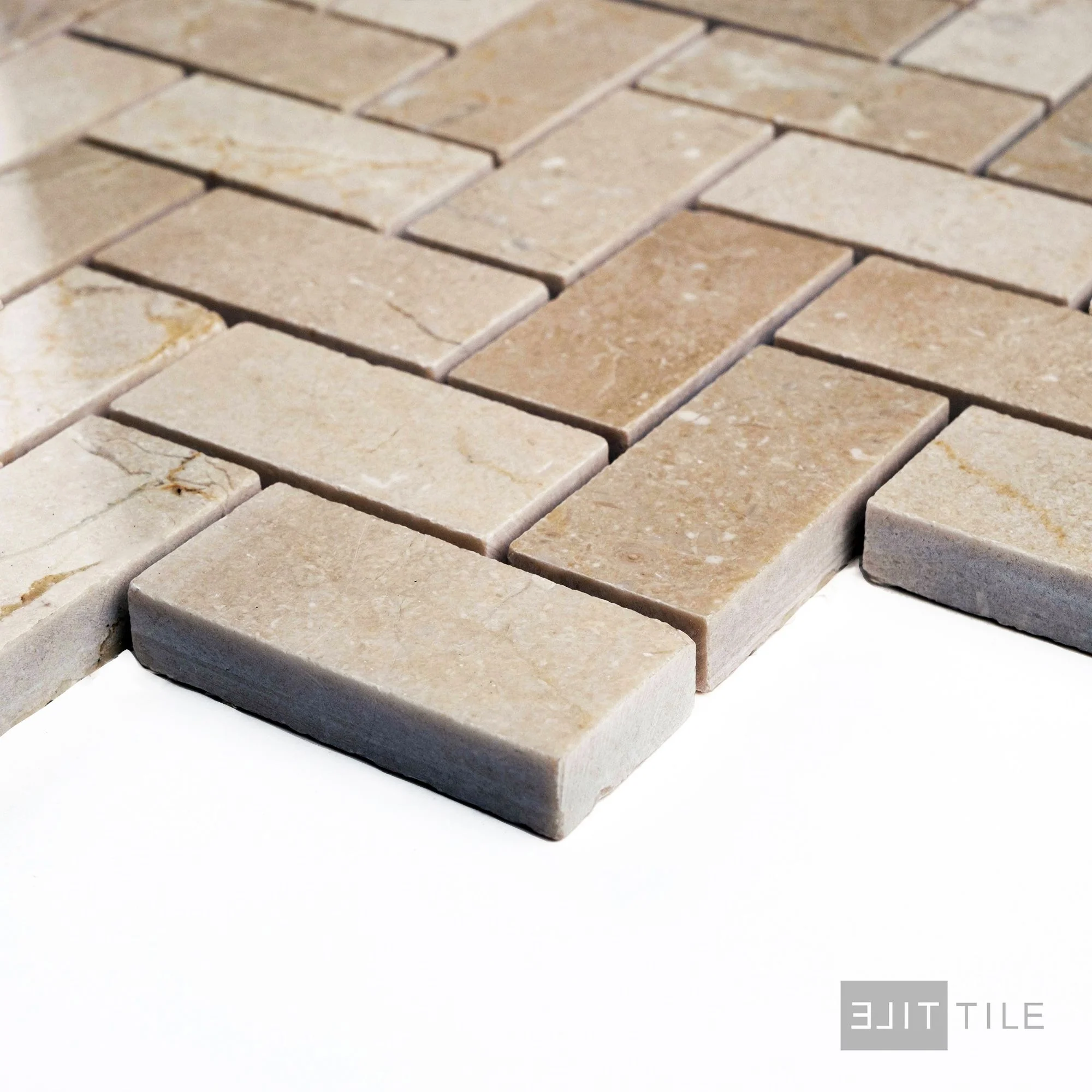 Crema Marfil Marble 1X2 Herringbone Polished Mosaic - Image 3