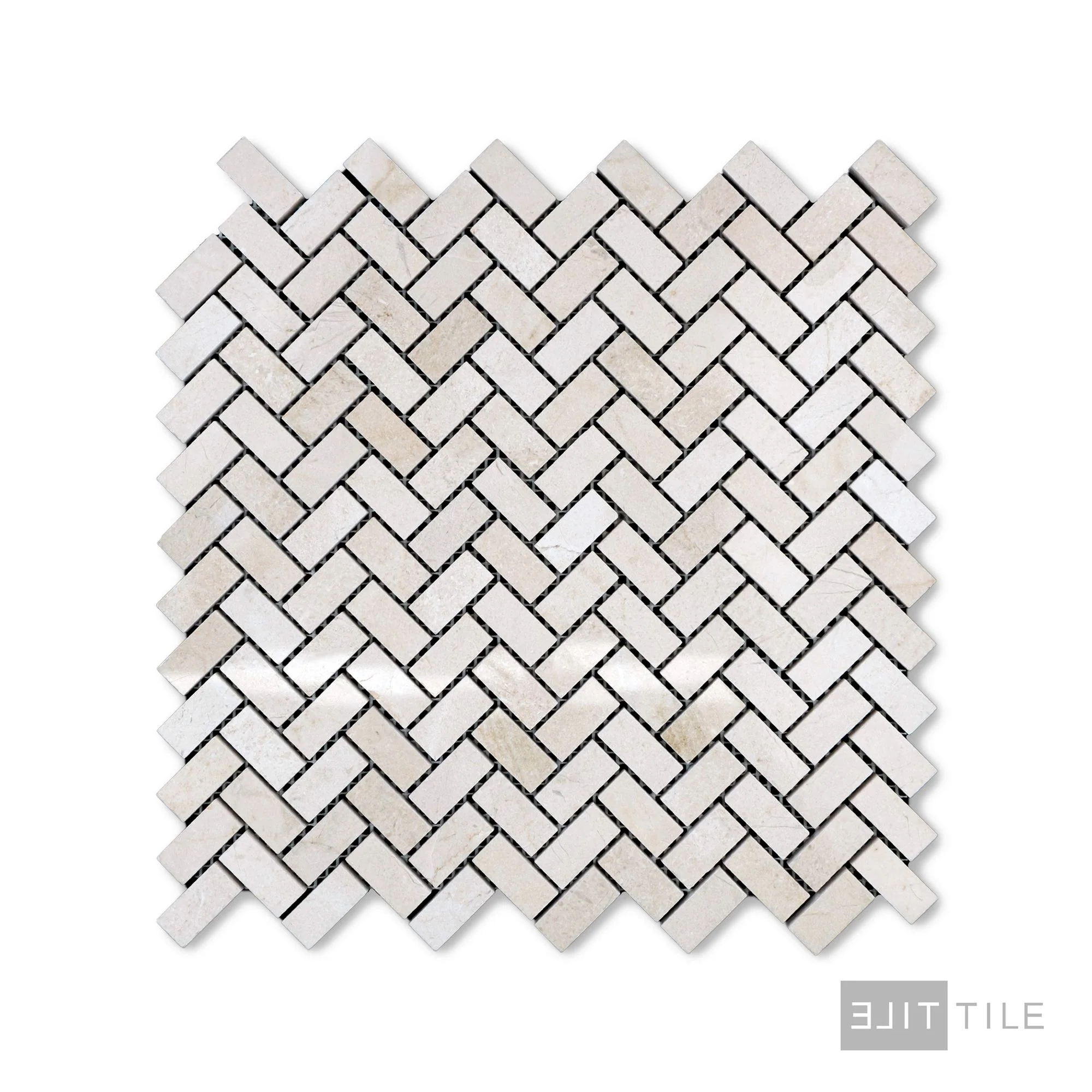 Crema Marfil Marble 5/8X1-1/4 Herringbone Polished Mosaic - Image 2