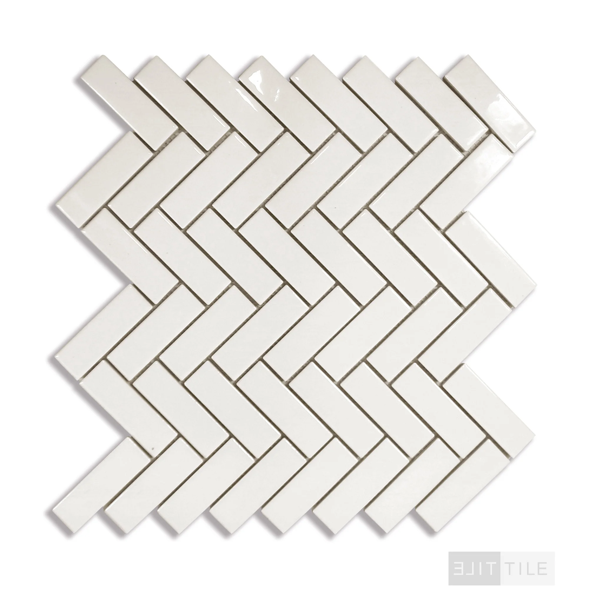 Domino Herringbone Porcelain Mosaic 1X3 Almond Glossy - Image 3