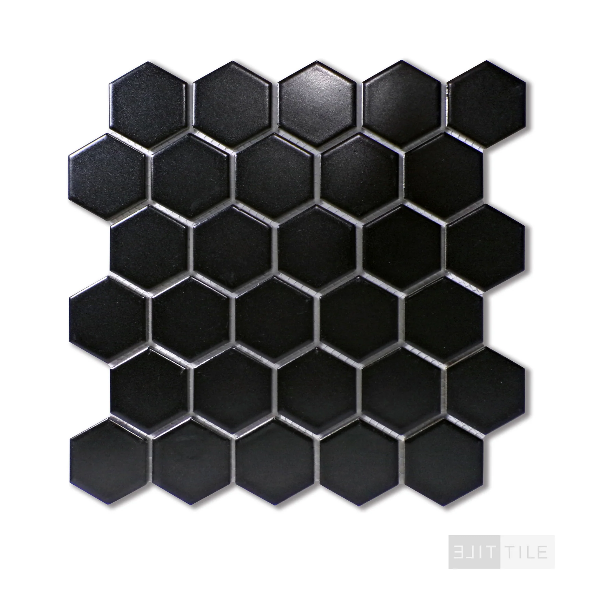 Domino 2" Hexagon Porcelain Mosaic 12X12 Black Matte - Image 2