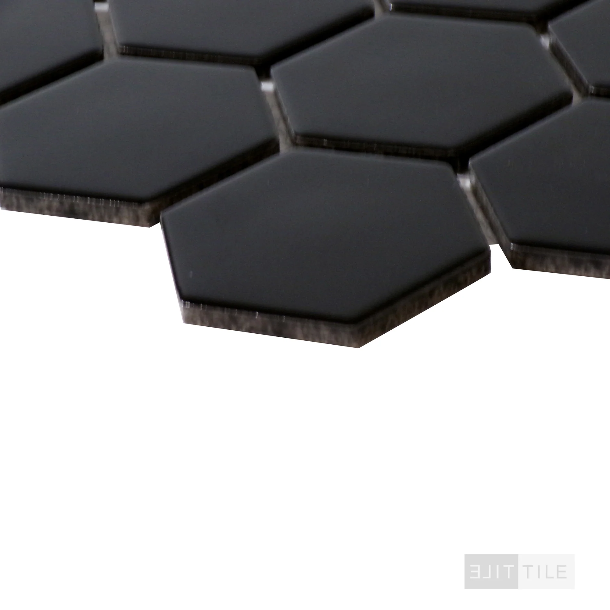 Domino 2" Hexagon Porcelain Mosaic 12X12 Black Matte - Image 3