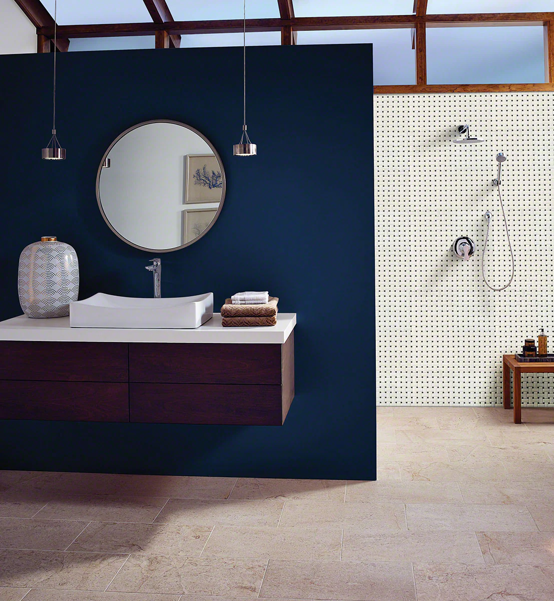 Domino Basketweave Porcelain Mosaic 12X12 Black & White Matte - Image 2