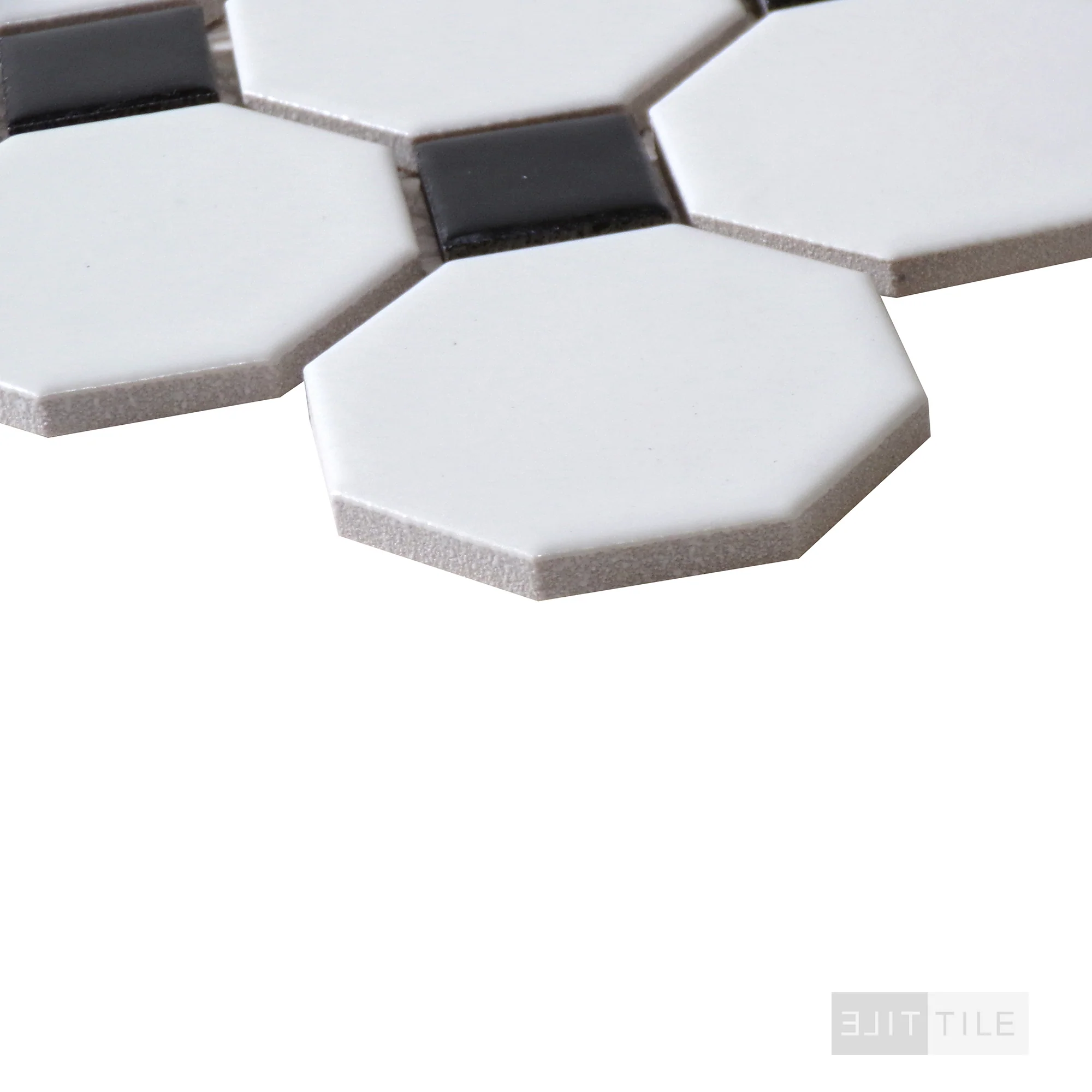 Domino Octagon Porcelain Mosaic 12X12 Black & White Matte - Image 4