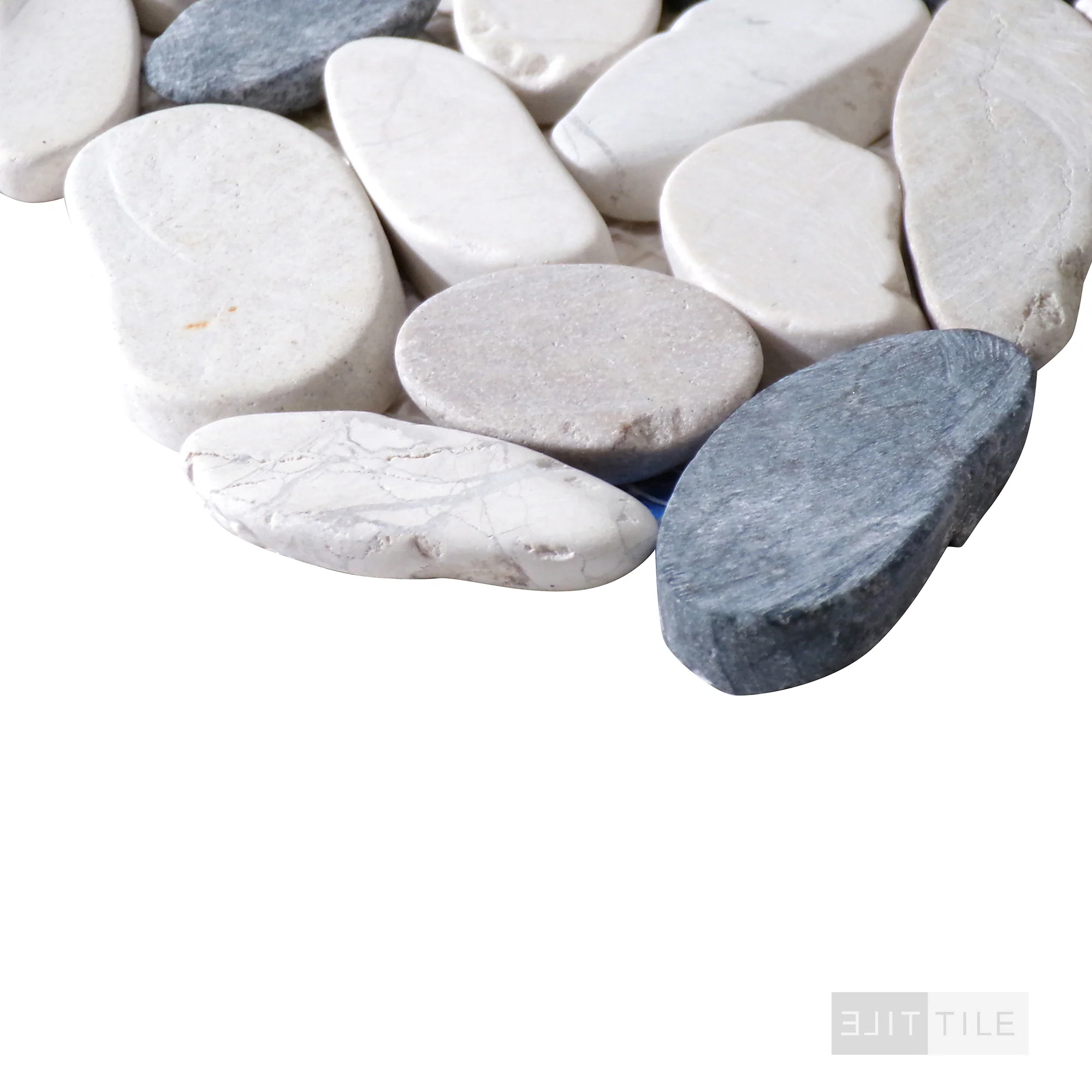 Domino Pebbles Porcelain Mosaic 12X12 Black & White Tumbled - Image 4