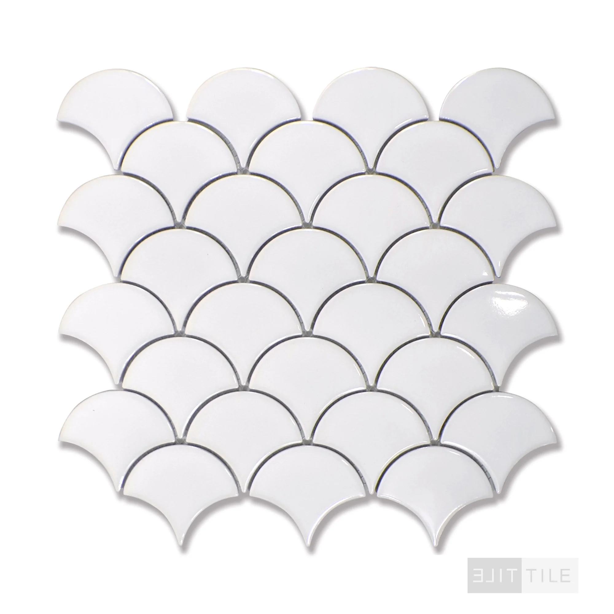 Domino Scallop Porcelain Mosaic Misc. Gray Glossy - Image 3