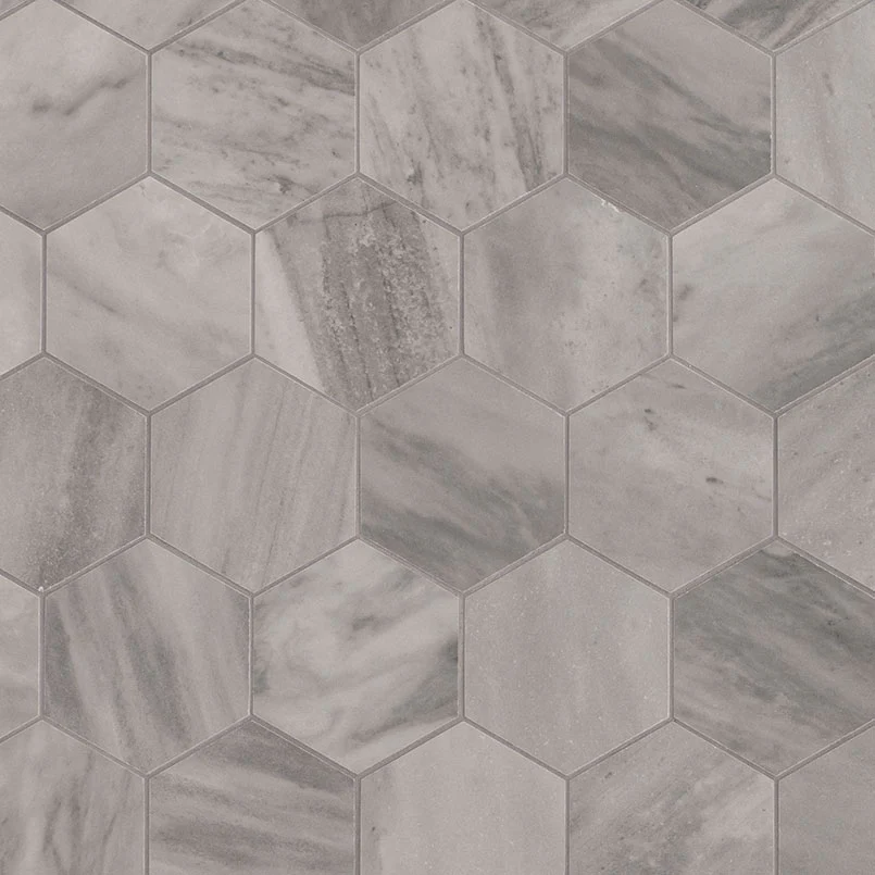Eden 3X3 Hexagon Porcelain Mosaic 12X12 Bardiglio Matte
