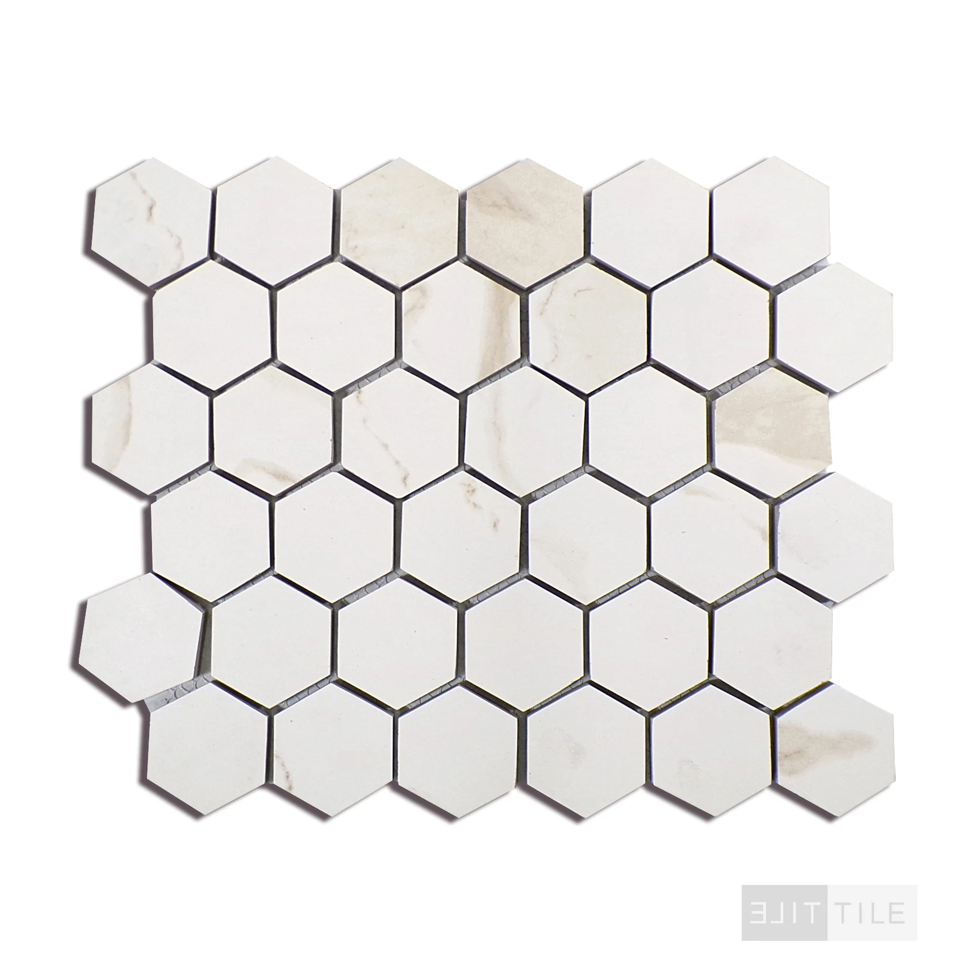 Eden 2X2 Hexagon Porcelain Mosaic 12X12 Calacatta Matte - Image 3